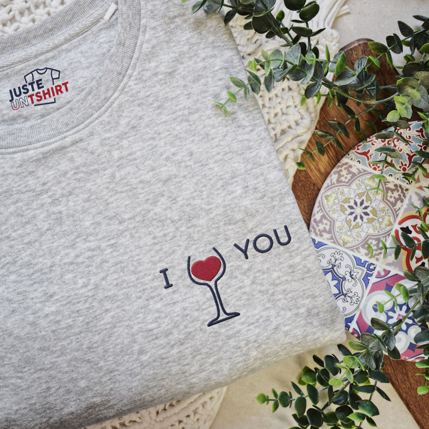 Juste Un T-shirt Sweats Brodés Sweat Brodé I Love you rose amour
