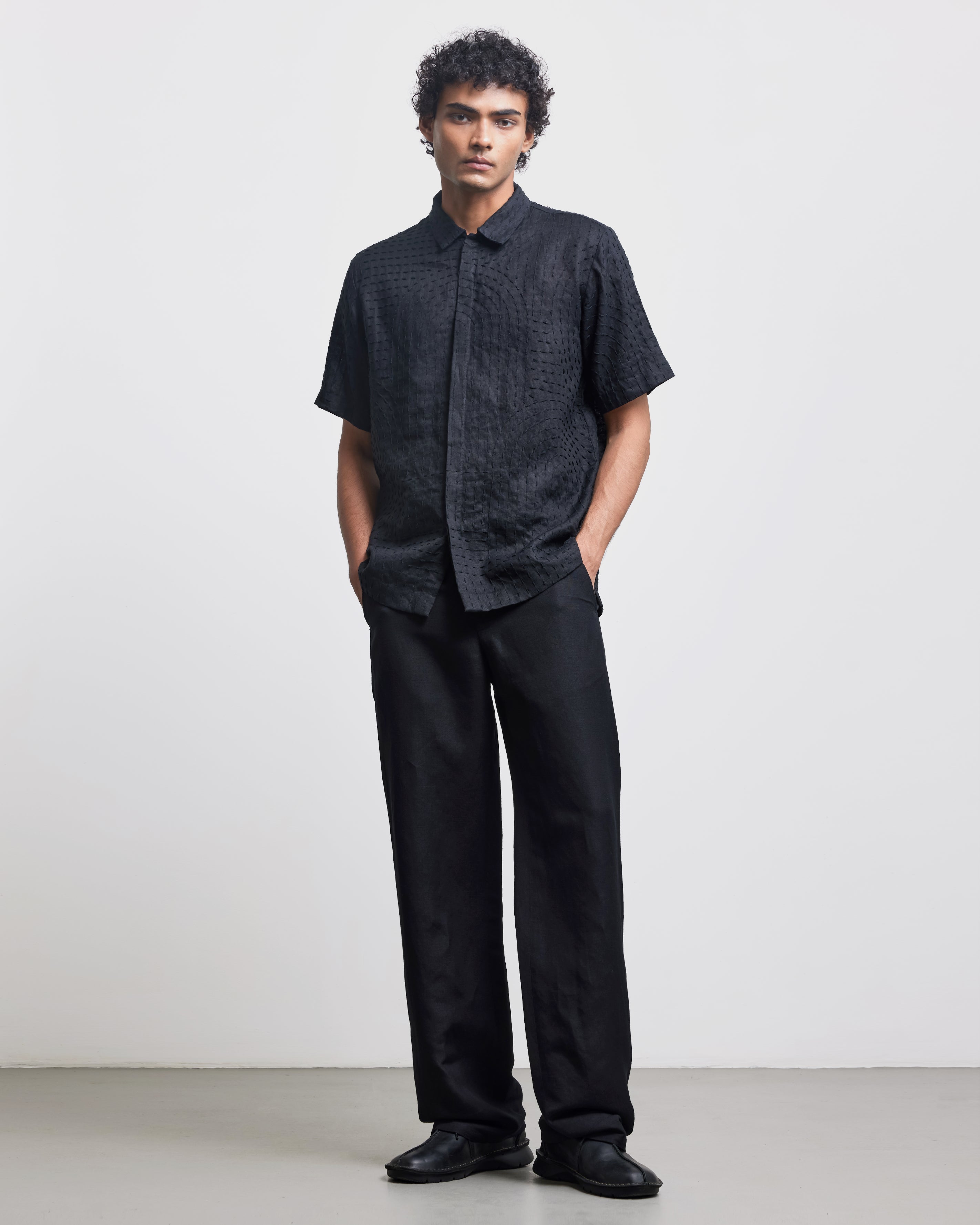 COUNTRYMADE Shirts Bauhaus Kantha Shirt en lin brodé