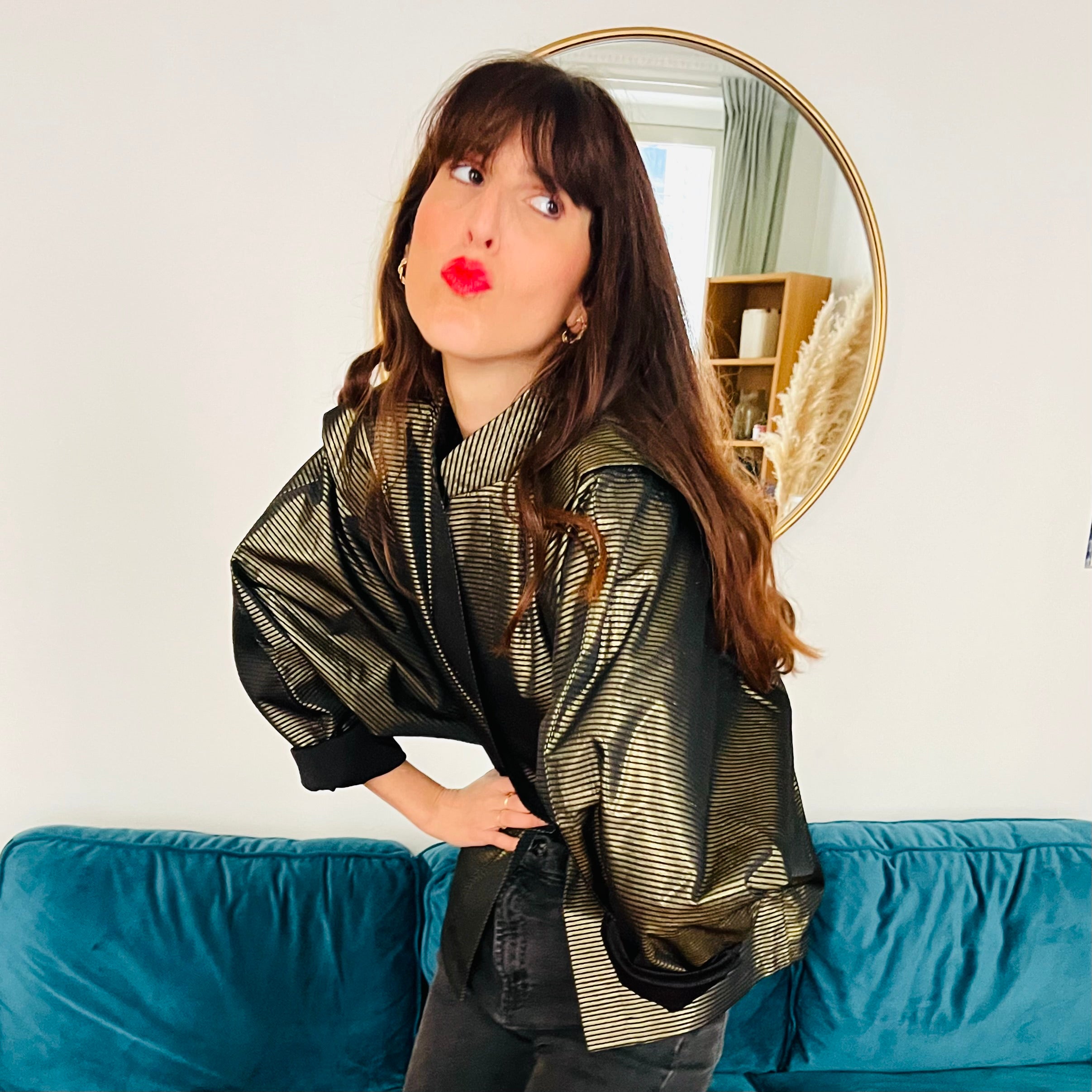 PANTRUCHE Vestes HENDRIX veste rayée dorée et noire S/M à M/L