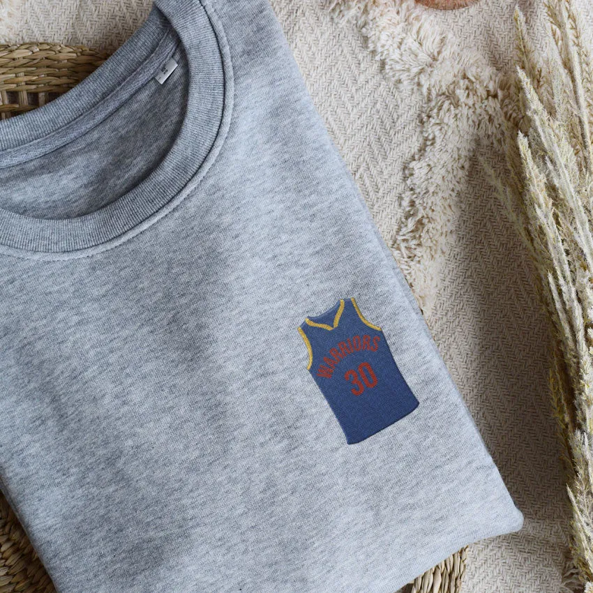 Juste Un T-shirt Sweats Brodés Warriors sweat brodé gris chiné