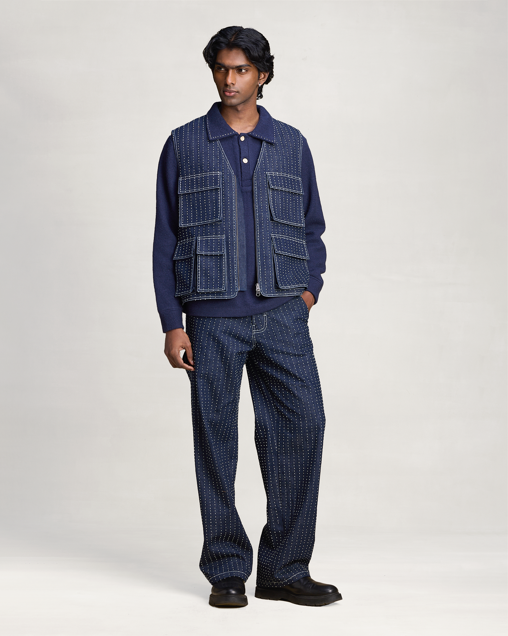 COUNTRYMADE Jackets HICKORY UTILITY VEST gilet denim brodé