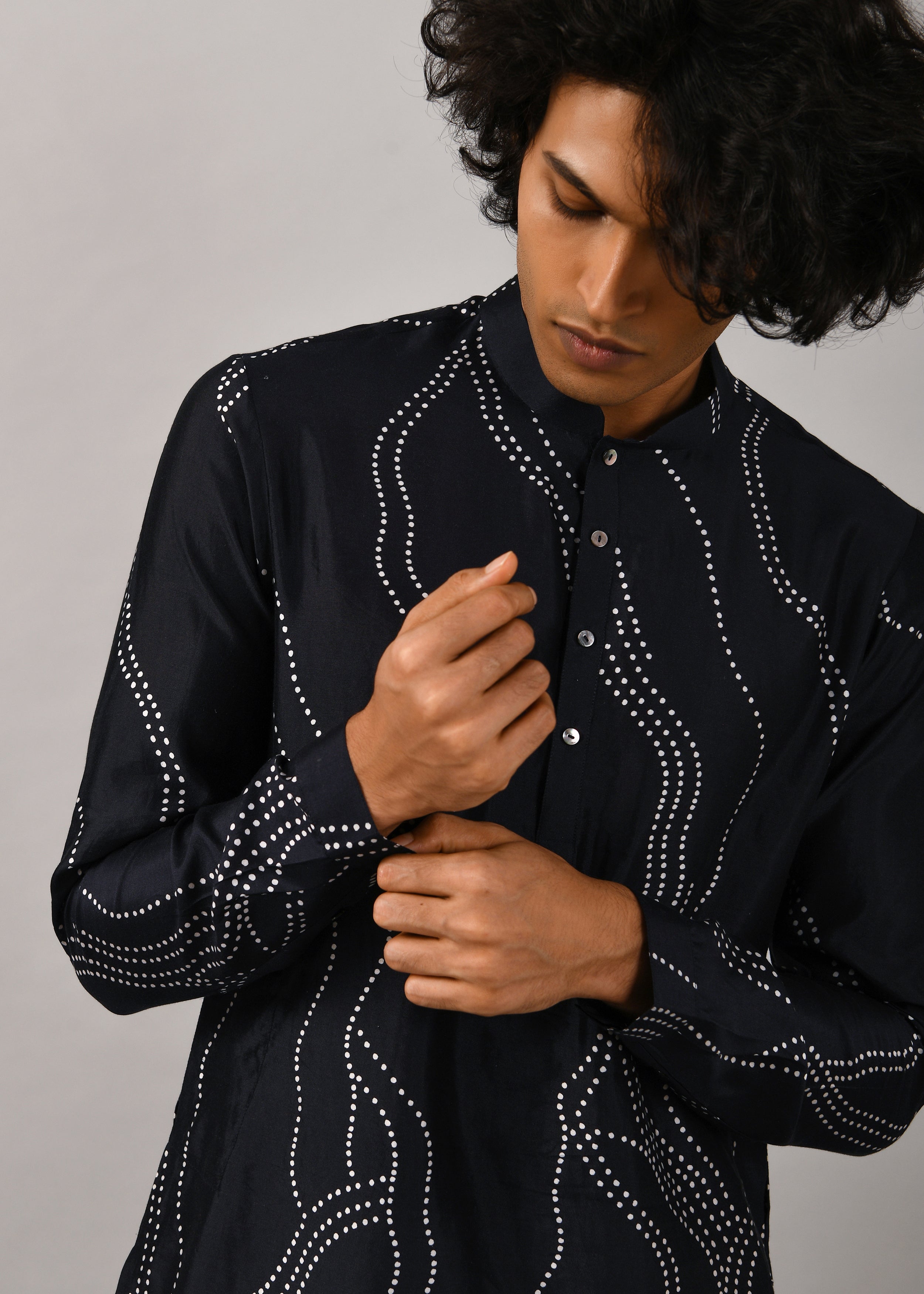 COUNTRYMADE Kurtas Constellation Silk Printed Kurta kurta soie marine