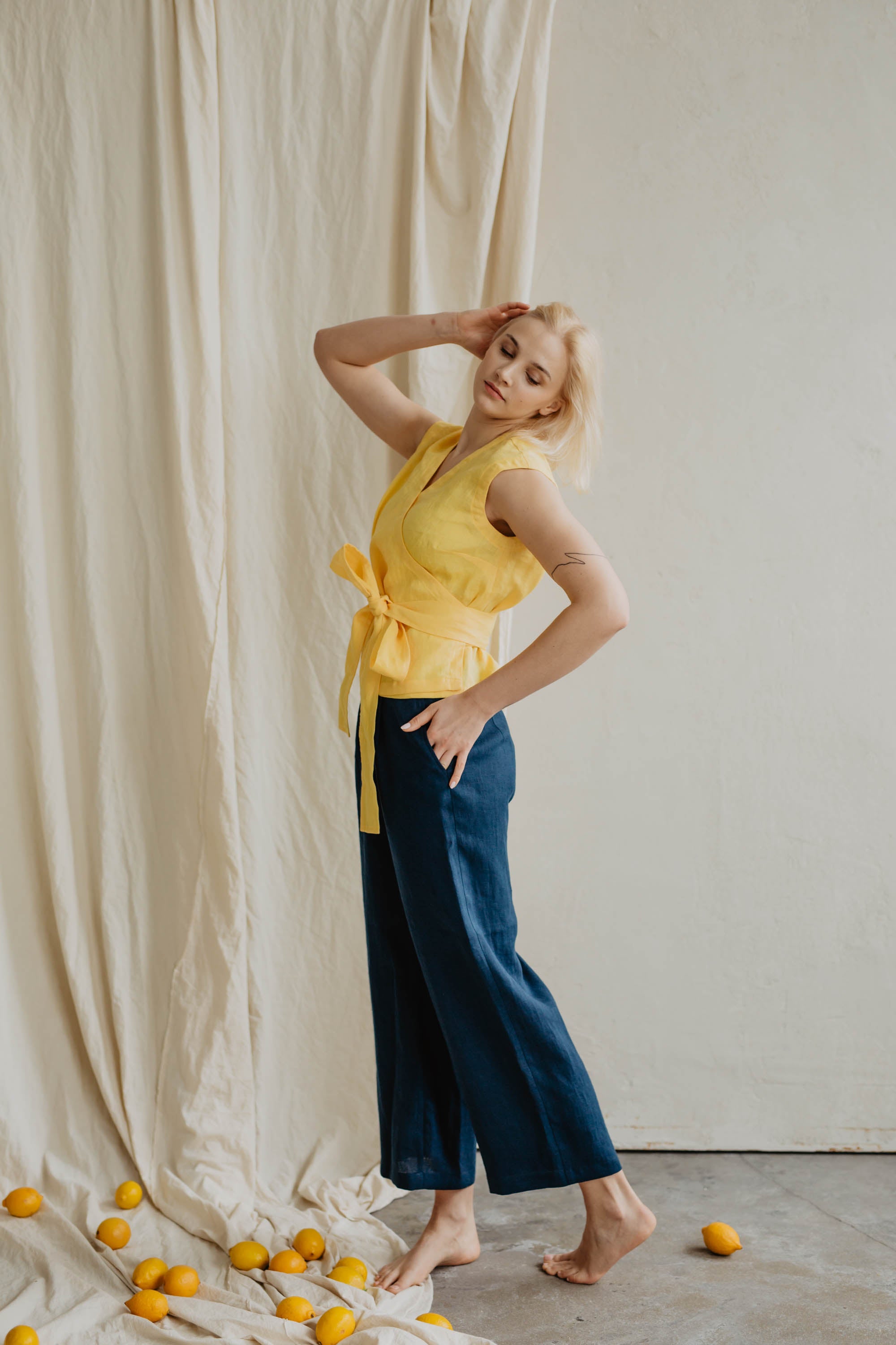 Laumė linen Linen Bottoms Viltė pantalon en lin vert forêt