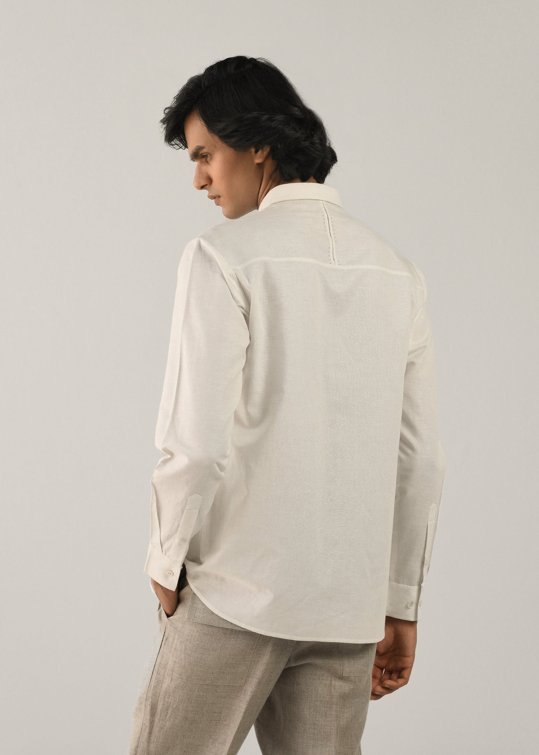 COUNTRYMADE Shirts Fuselage Fagotting Shirt chemise blanc cassé en lin coton