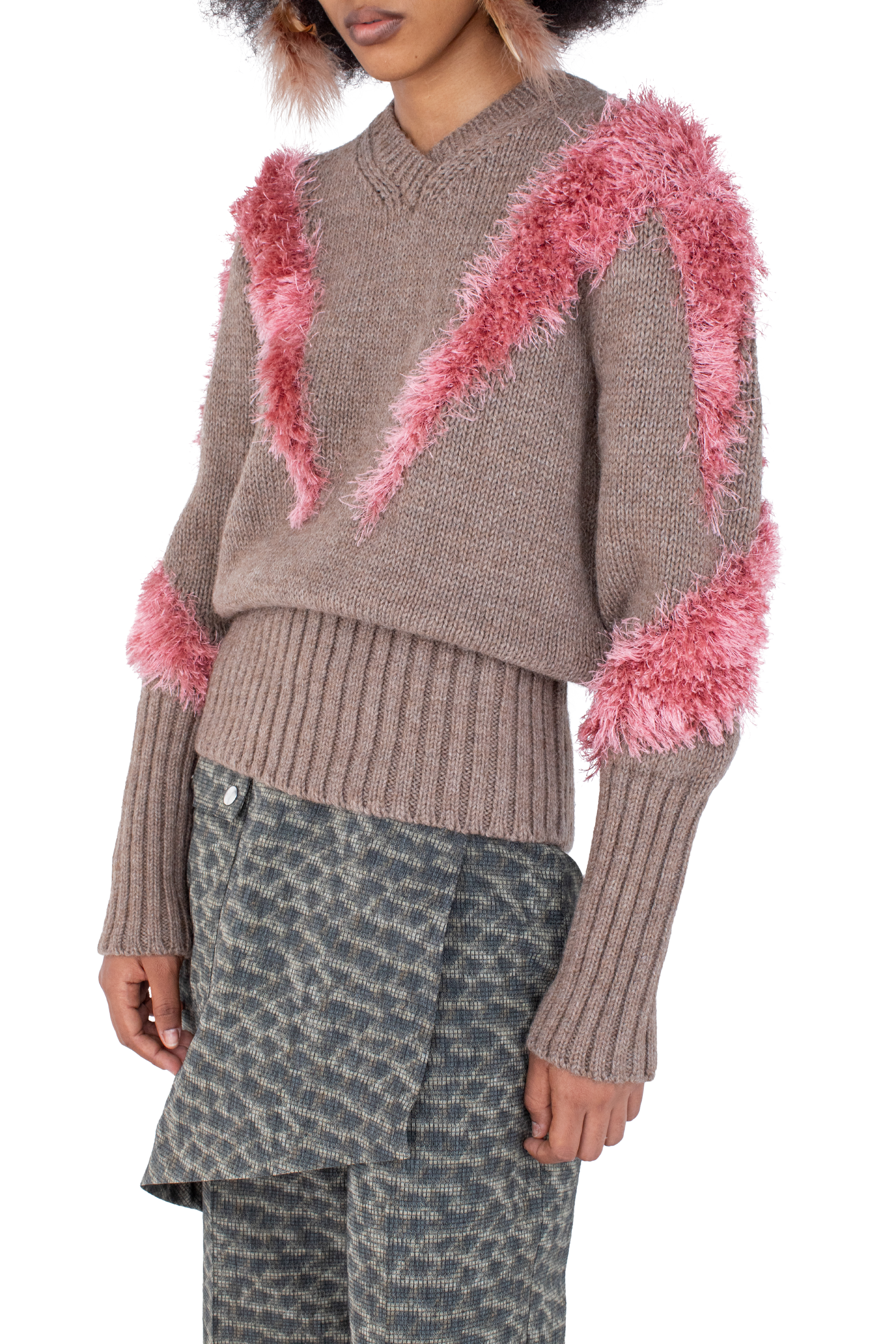 Kiko Kostadinov Knitwear MACAW Jumper pull Dove Brown / Redpoll Pink en maille alpaga