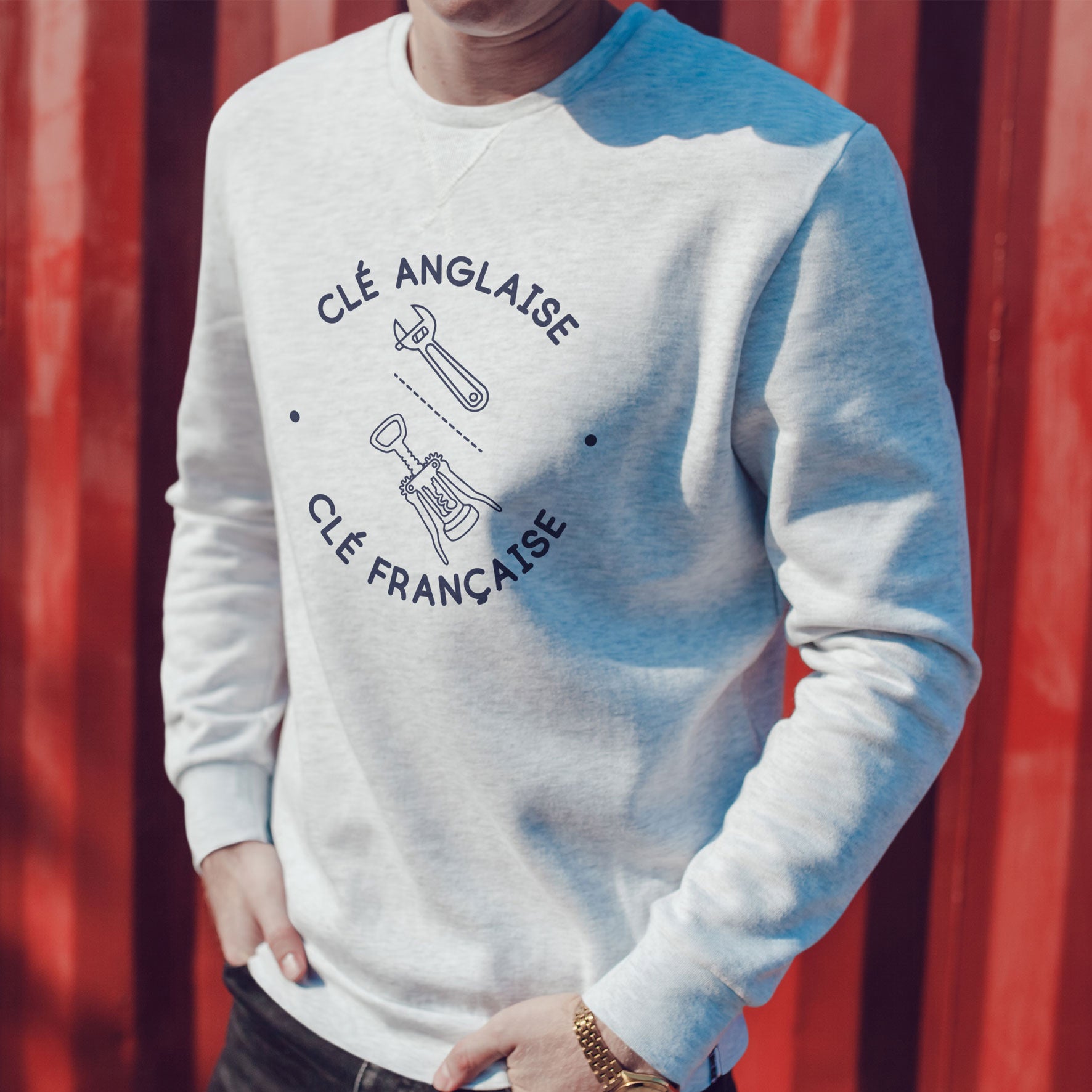 Juste Un T-shirt Sweats Imprimés Clé anglaise clé française sweat homme humour