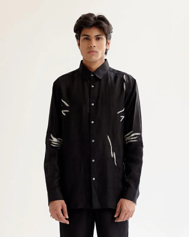 COUNTRYMADE Shirts Embroidered Wrinkle Shirt chemise en lin brodée