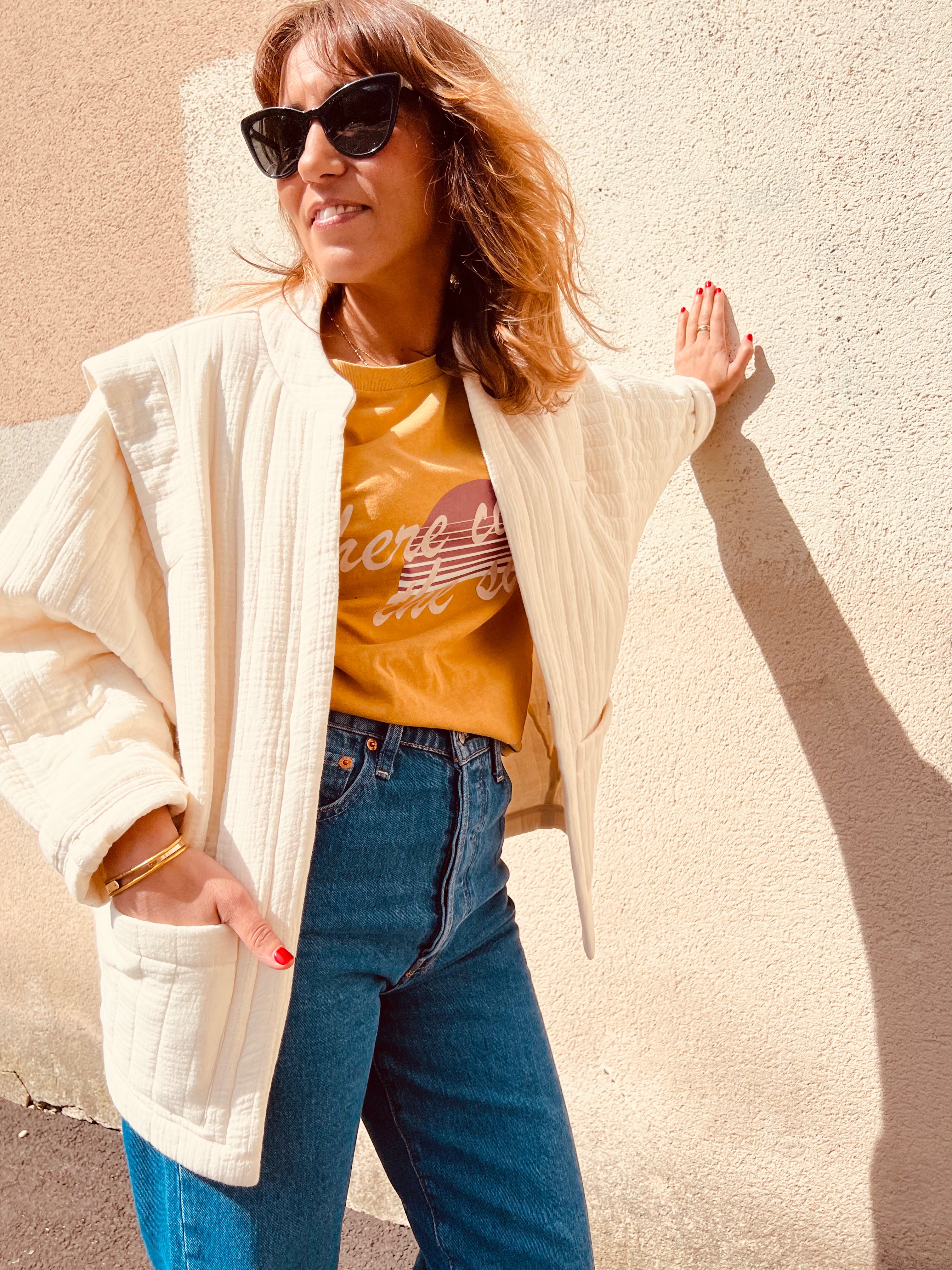 PANTRUCHE Vestes ISADORA veste crème en gaze de coton