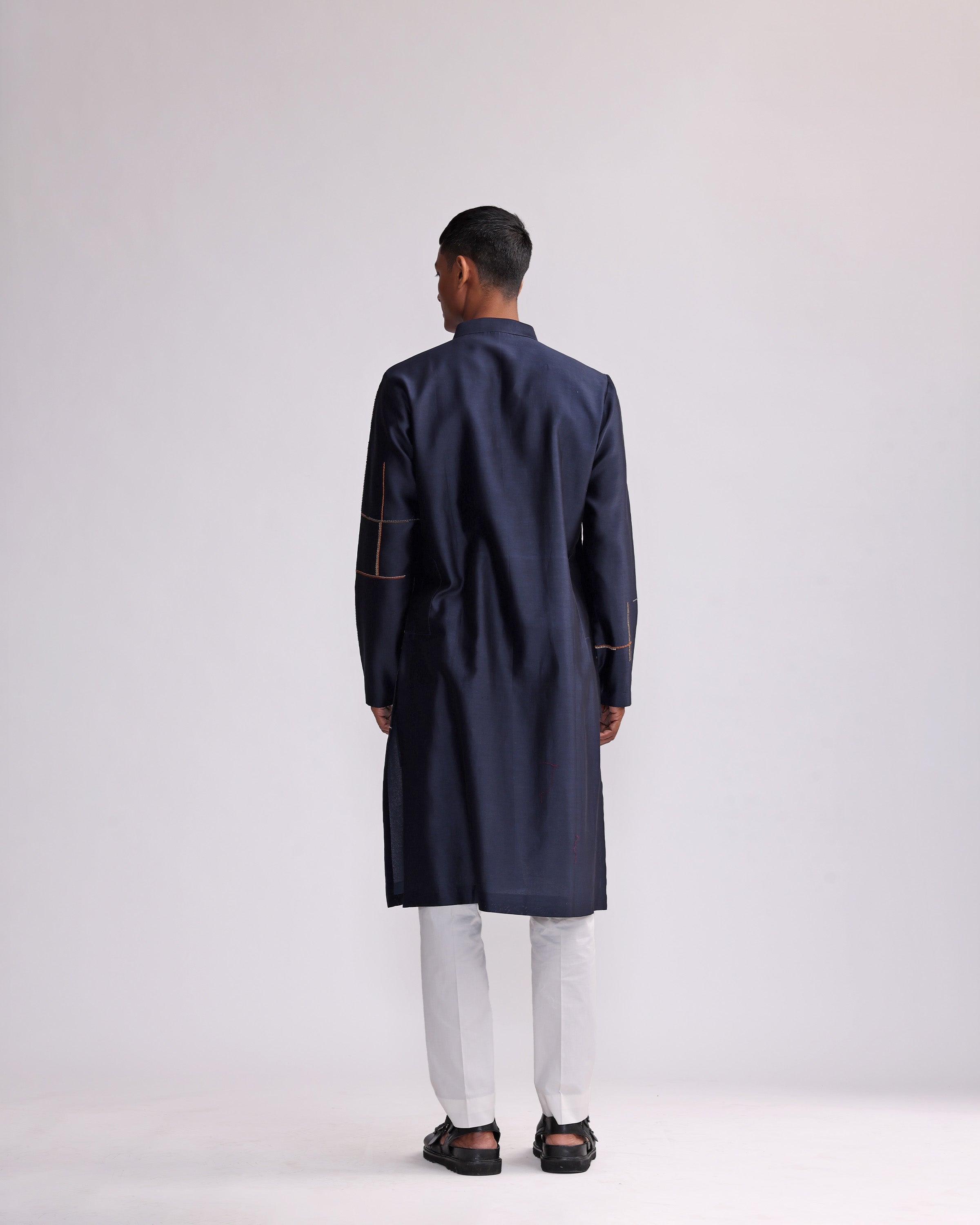 COUNTRYMADE Kurtas Placement Checks Hand Embroidered Olive Kurta Set kurta brodé