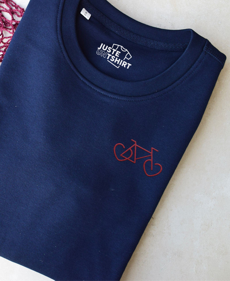 Juste Un T-shirt Sweats Brodés Vélove sweat gris chiné vélo