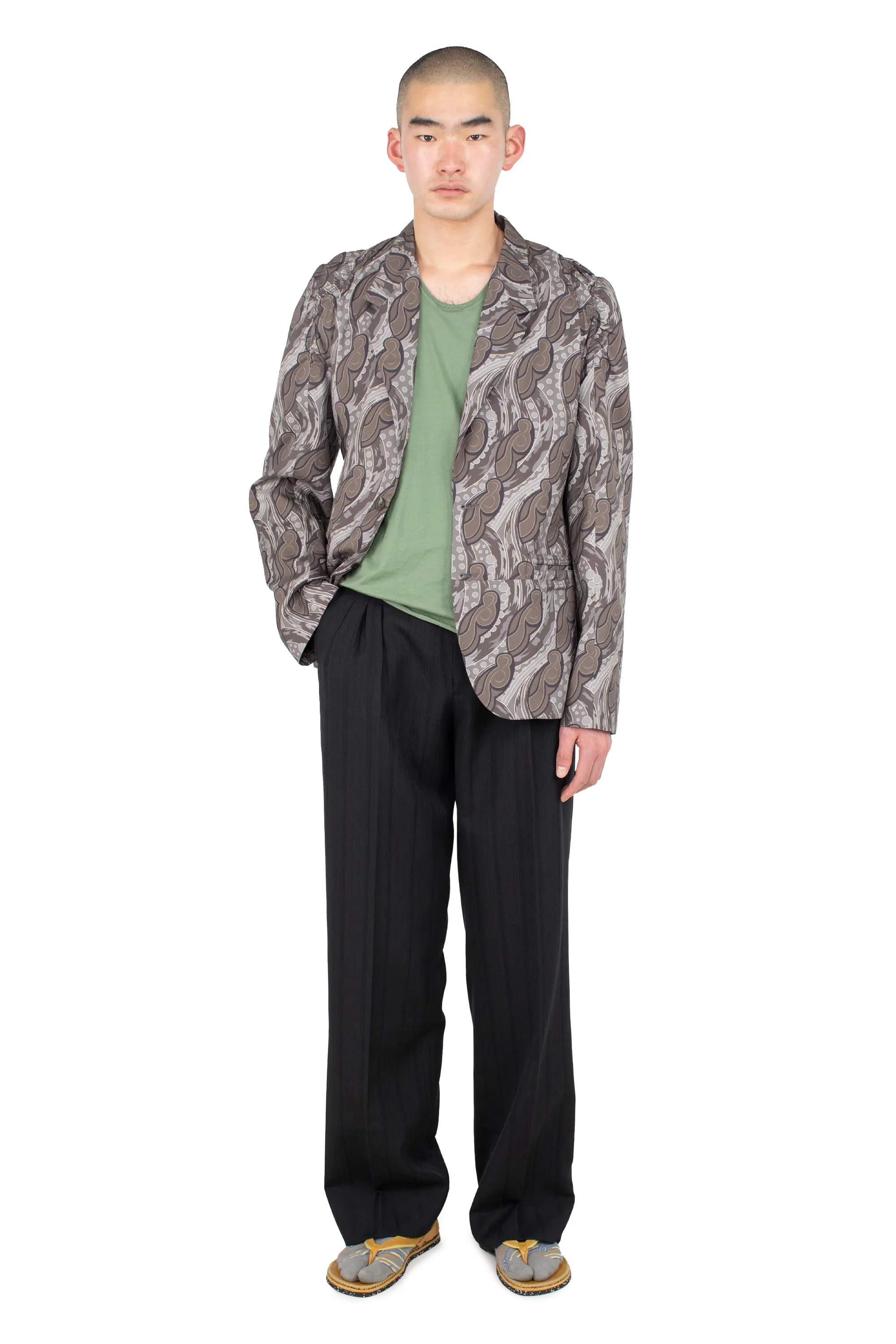 Kiko Kostadinov Bottoms TARHOS Pleated Trousers pantalon noir en laine texturée