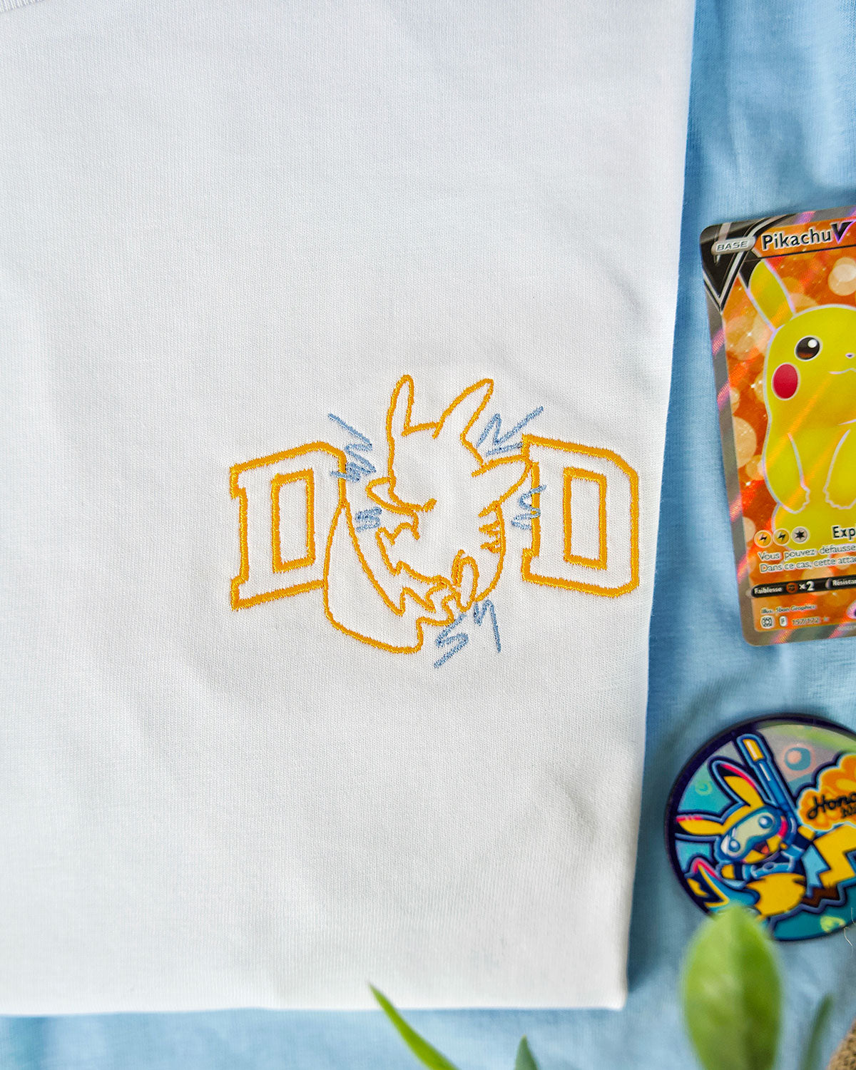 Juste Un T-shirt T-shirts Brodés Papa Pika t-shirt brodé coton bio