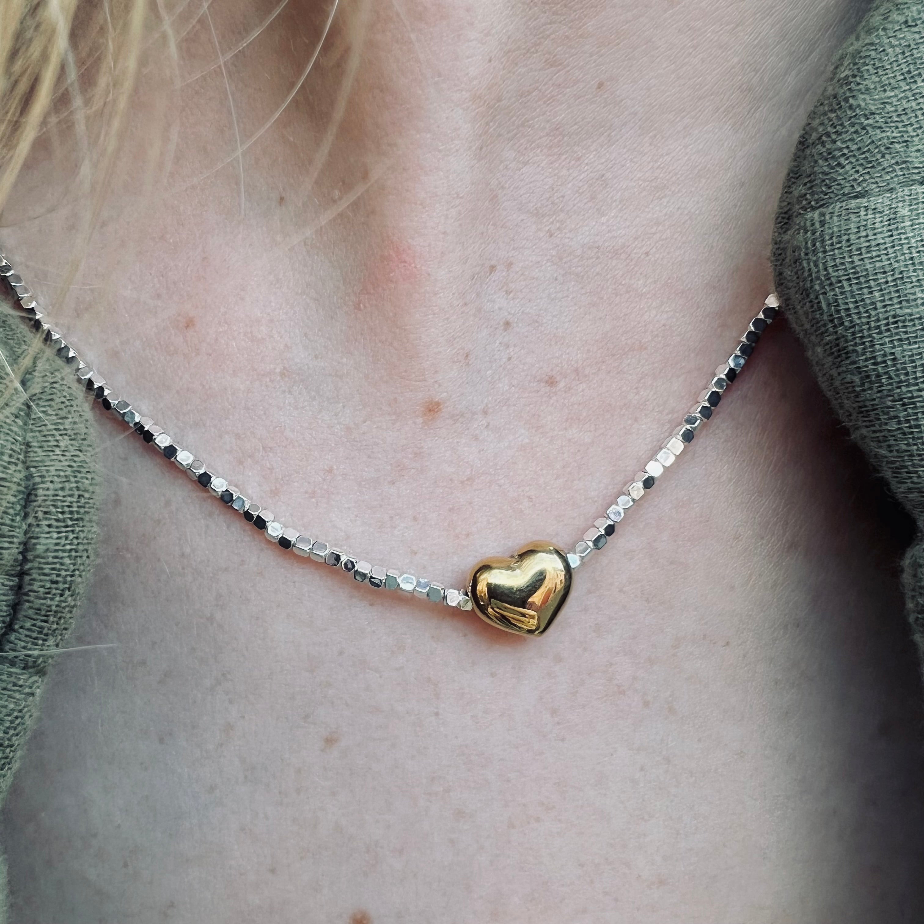 PANTRUCHE Colliers Collier JOLI CŒUR à perles argentées