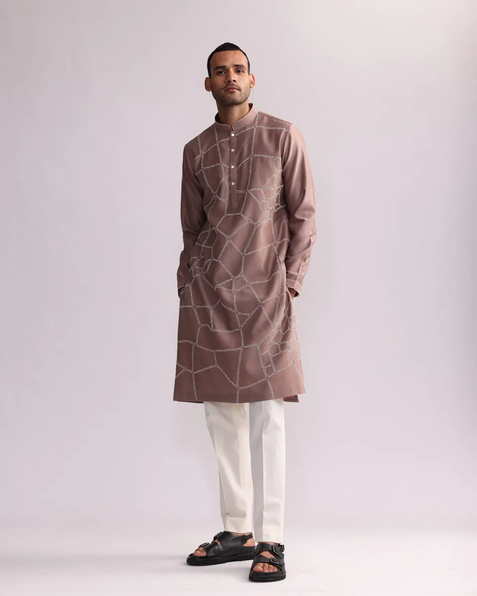 COUNTRYMADE Kurtas NORMANDY PLACEMENT KURTA SET ensemble kurta brodé