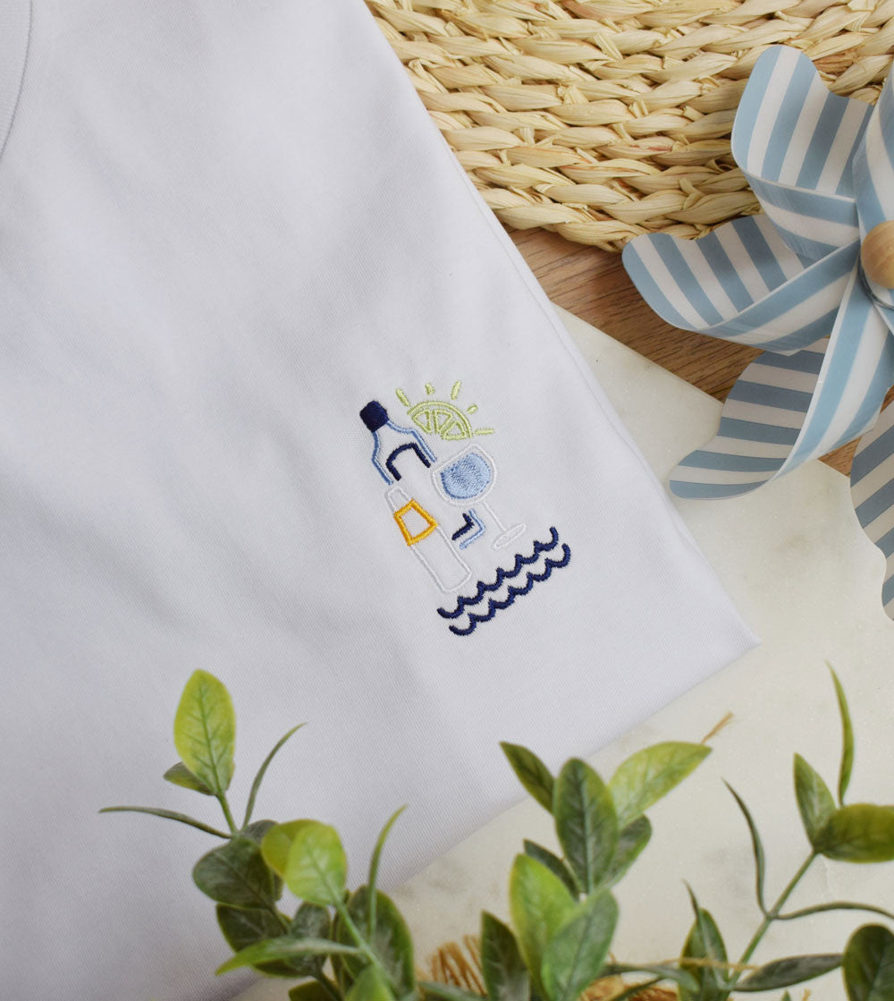 Juste Un T-shirt T-shirts Brodés Gin To des Vacances t-shirt brodé coton bio