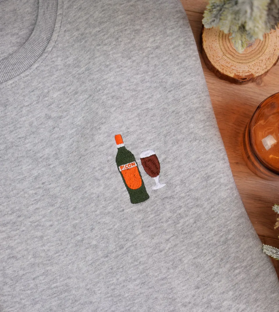 Juste Un T-shirt Sweats Brodés Picon sweat brodé gris chiné