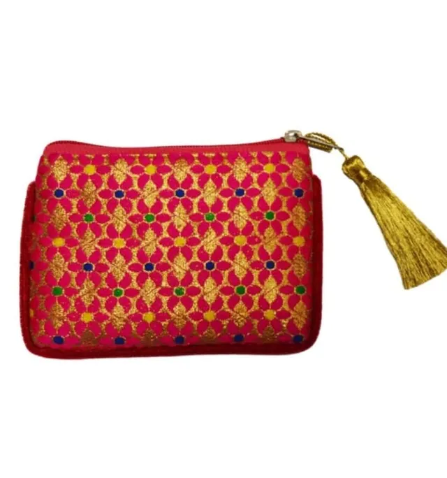 Sourire Multicolore Sacs et pochettes pochette fuchsia fleurs dorées petit
