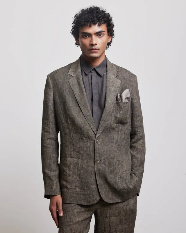 COUNTRYMADE Jackets STONE BROWN SINGLE BREASTED BLAZER blazer en lin