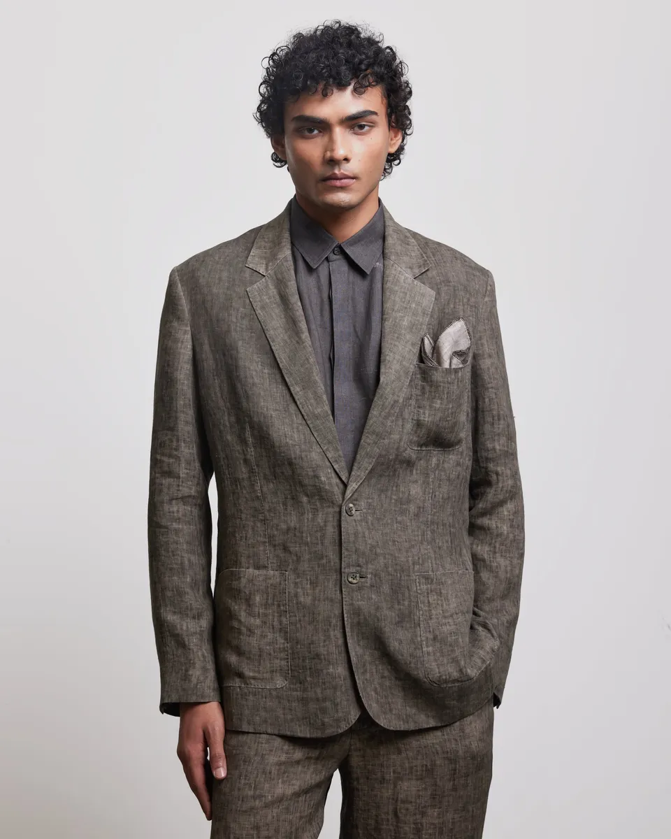 COUNTRYMADE Jackets STONE BROWN SINGLE BREASTED BLAZER blazer en lin
