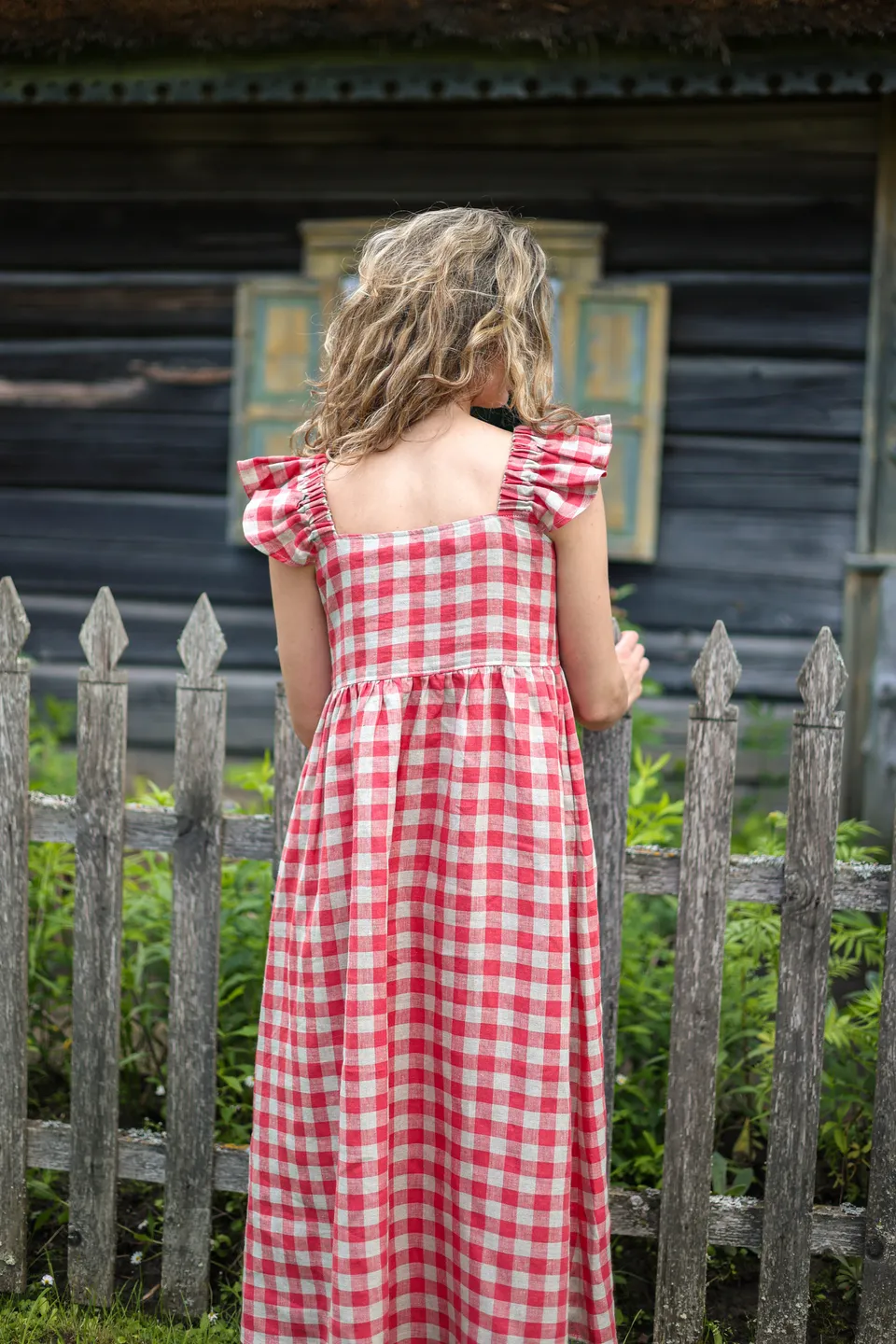 Laumė linen Linen Dresses Ona robe en lin bleu ciel taille S à volants
