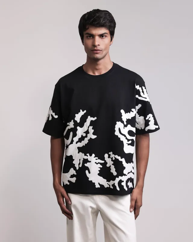 COUNTRYMADE T-shirts CAMOUFLAGE T-SHIRT T-shirt noir en coton brodé