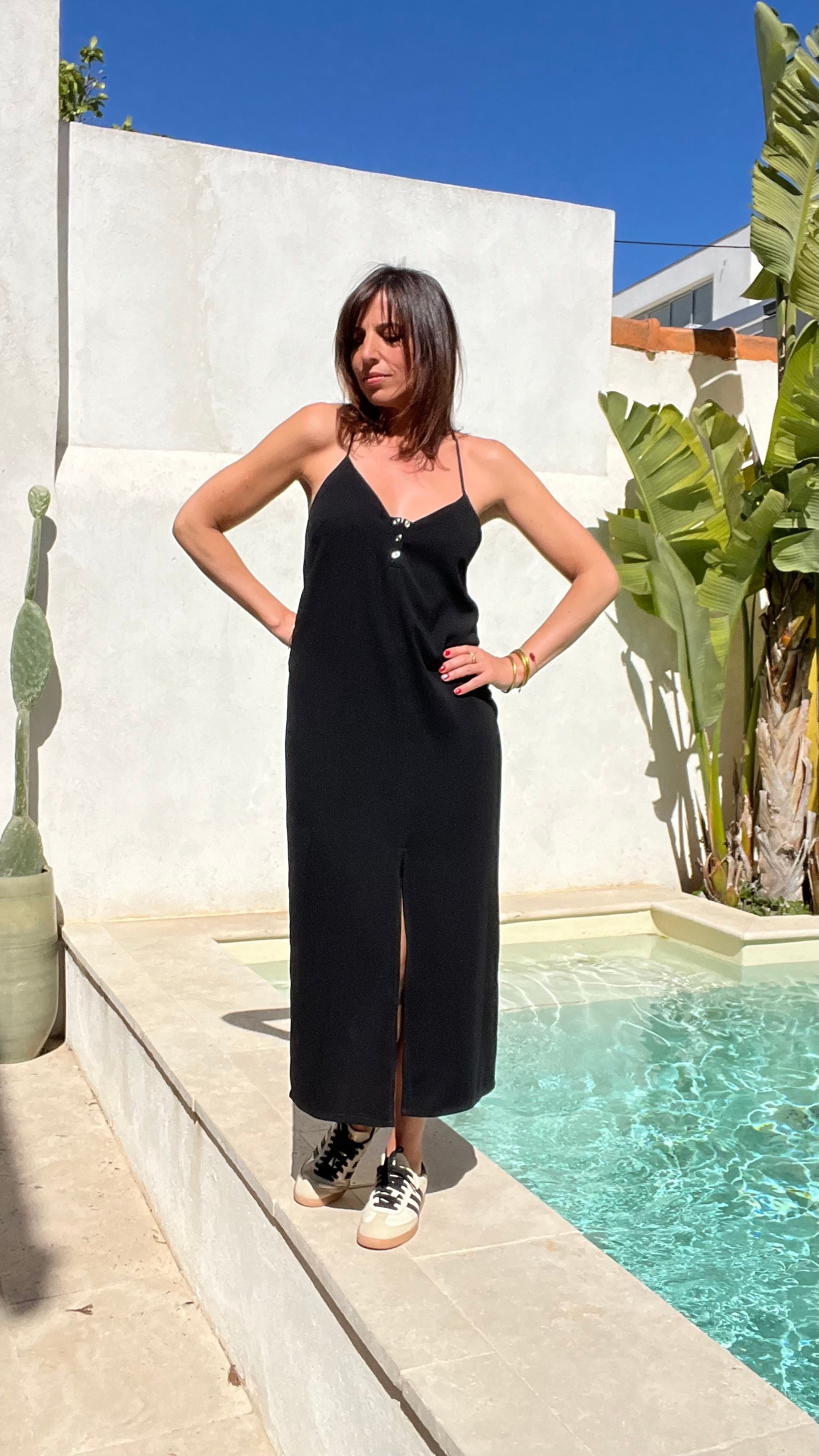 PANTRUCHE Robes BLONDIE robe longue noire en crêpe de polyviscose