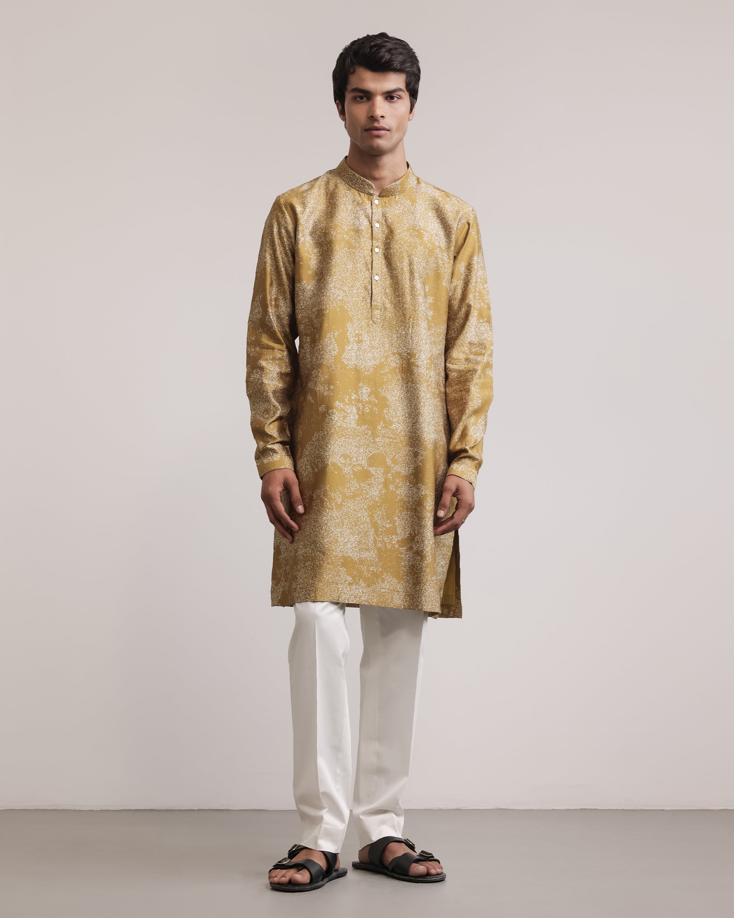 COUNTRYMADE Kurtas Dust Print Silk Kurta kurta en soie imprimé