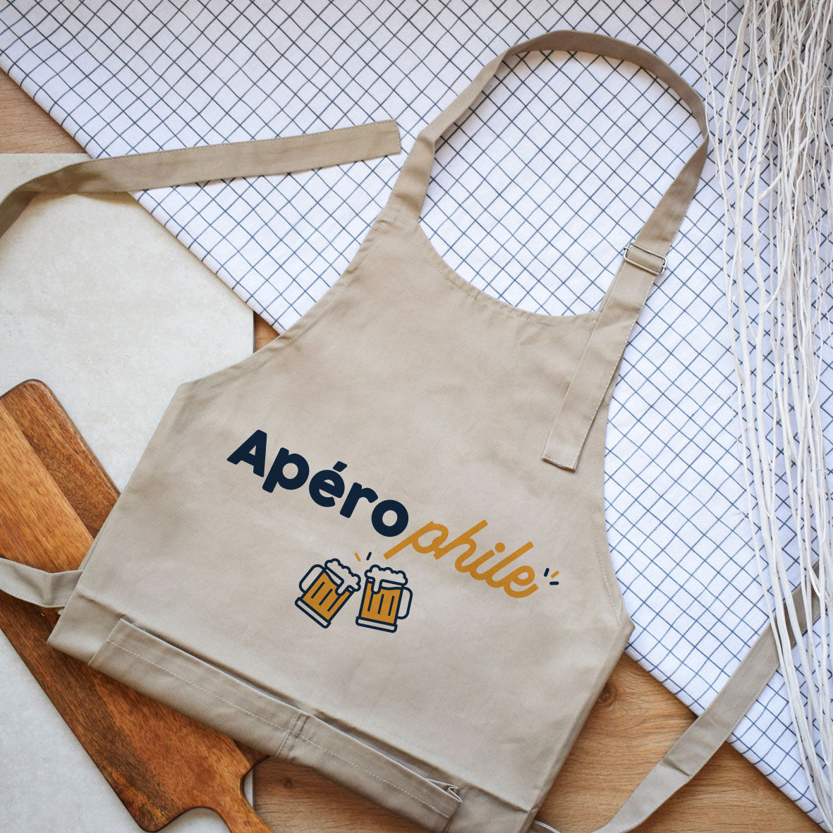 Juste Un T-shirt Tabliers Apérophile tablier bleu marine ou naturel