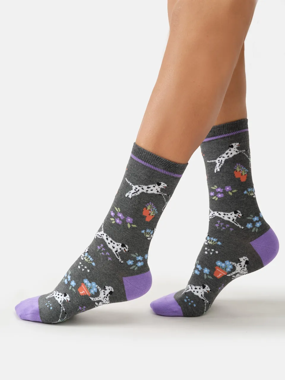 Sourire Multicolore Chaussettes femme dalmatiens dans le jardin chaussettes 36/40 en bambou