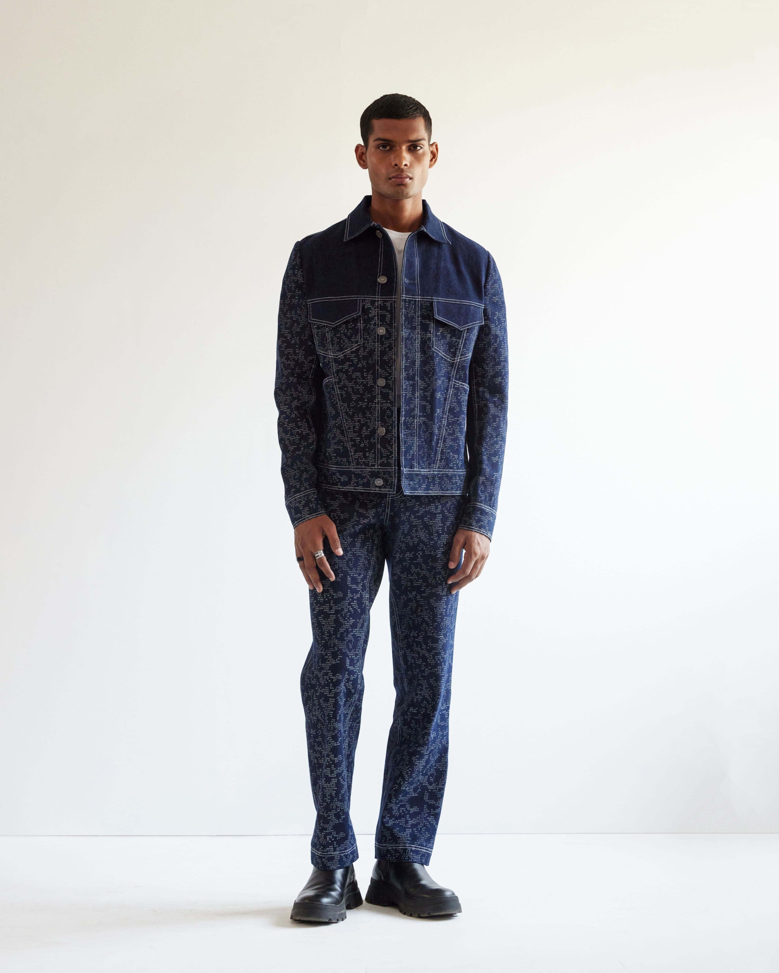 COUNTRYMADE Jackets Camo-block Denim Jacket veste en denim bleu marine