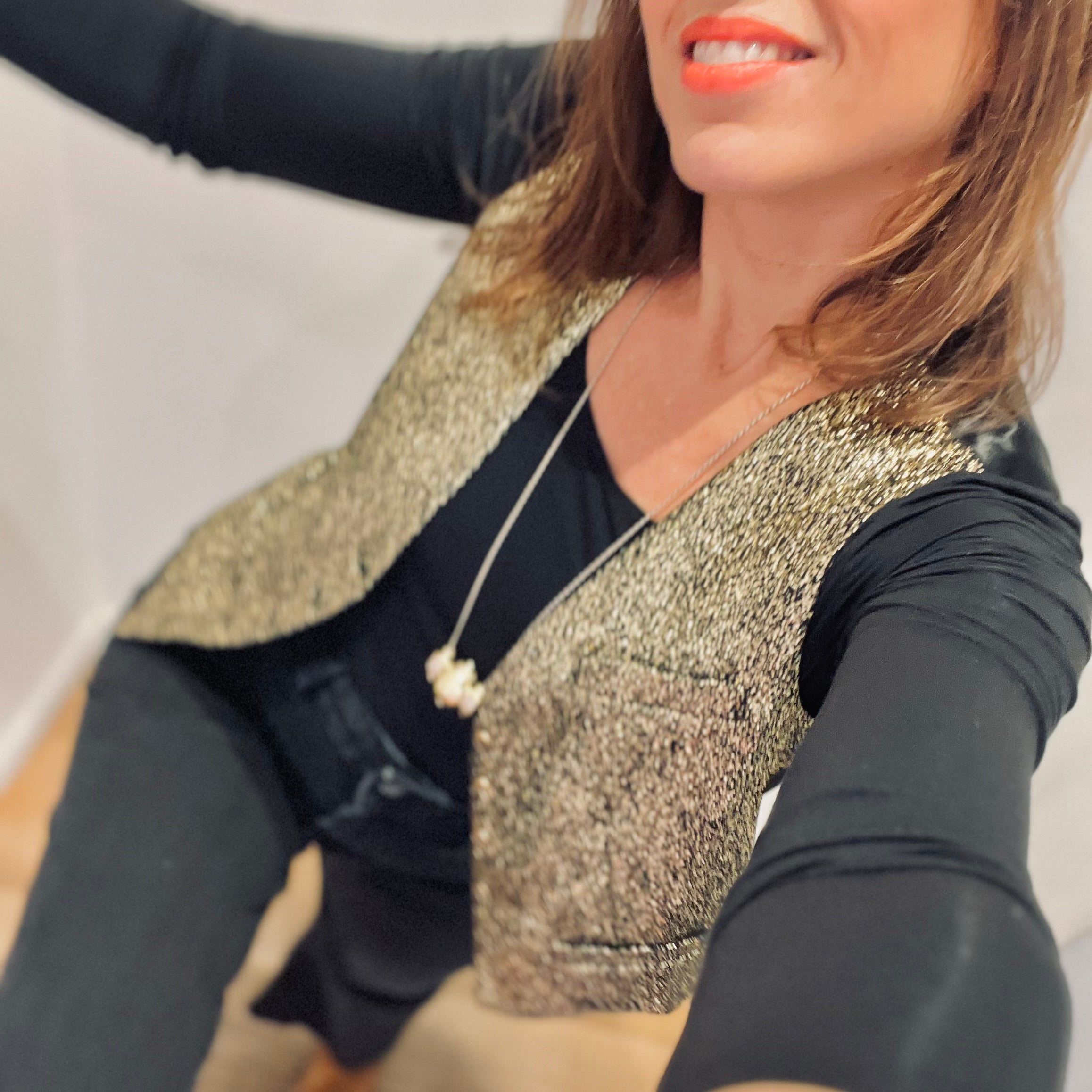 PANTRUCHE Gilets ASTAIRE gilet pailleté or