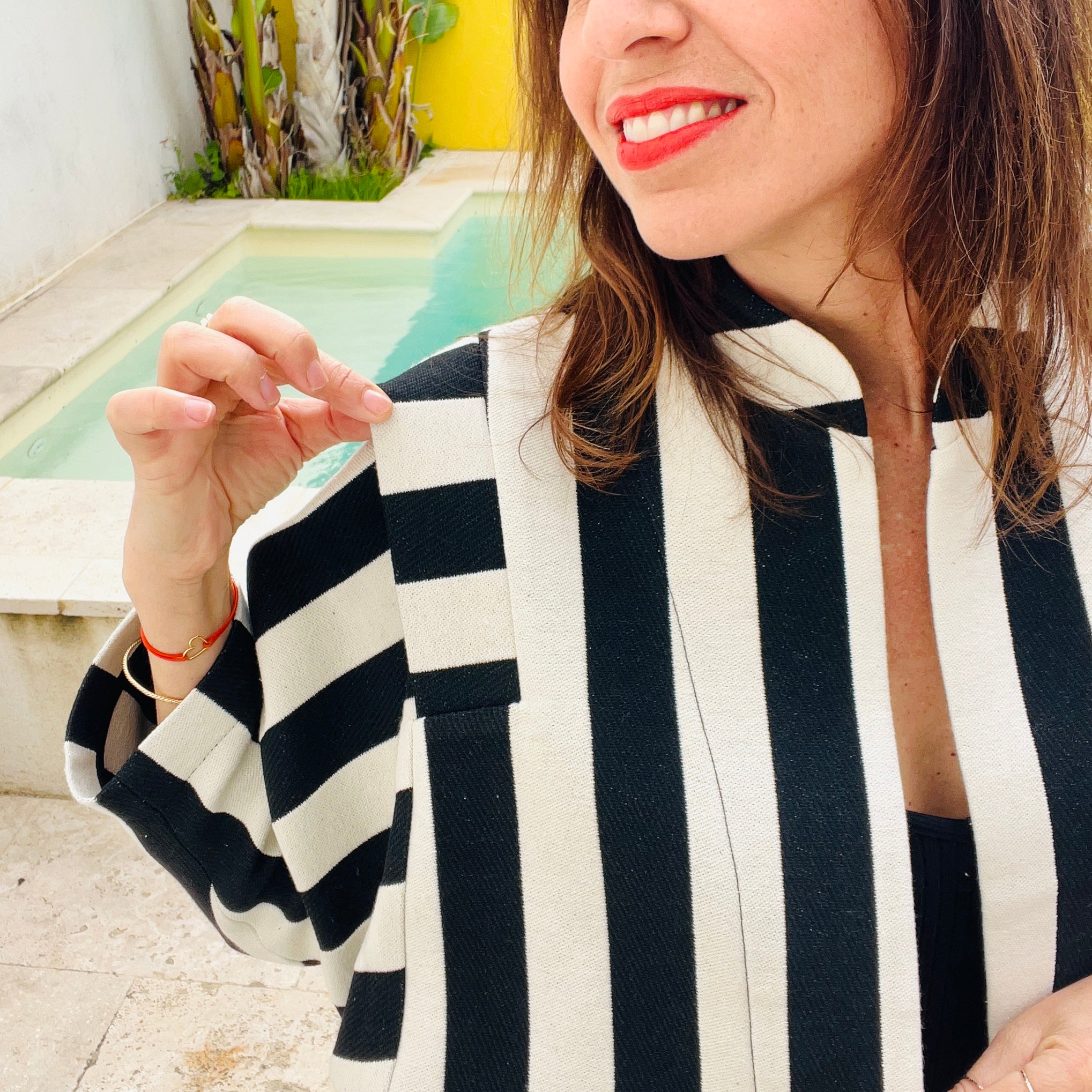 PANTRUCHE Vestes STRIPE veste rayée noir et blanc en coton