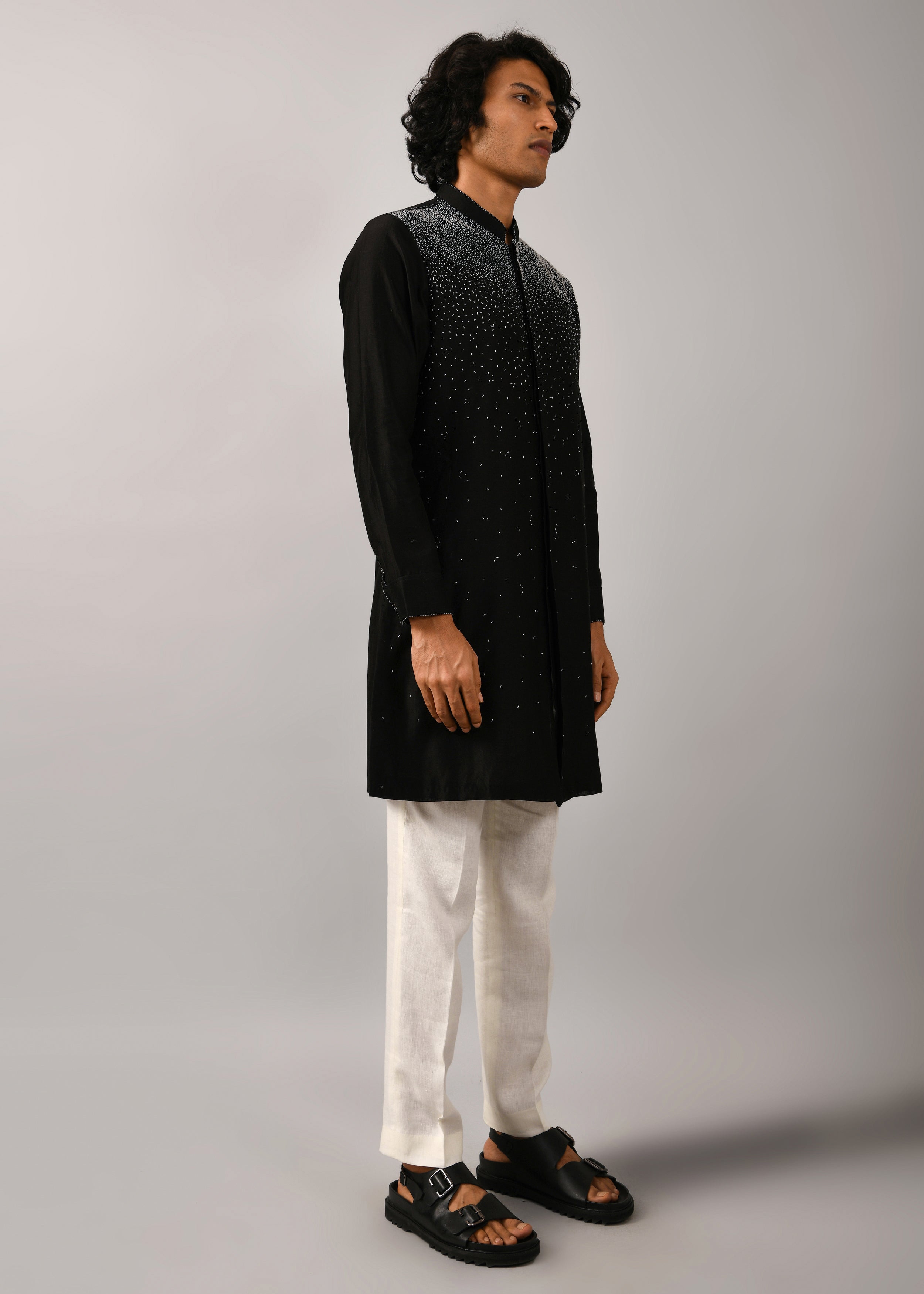 COUNTRYMADE Kurtas Night Sky Front Open Embroidered Kurta kurta noir