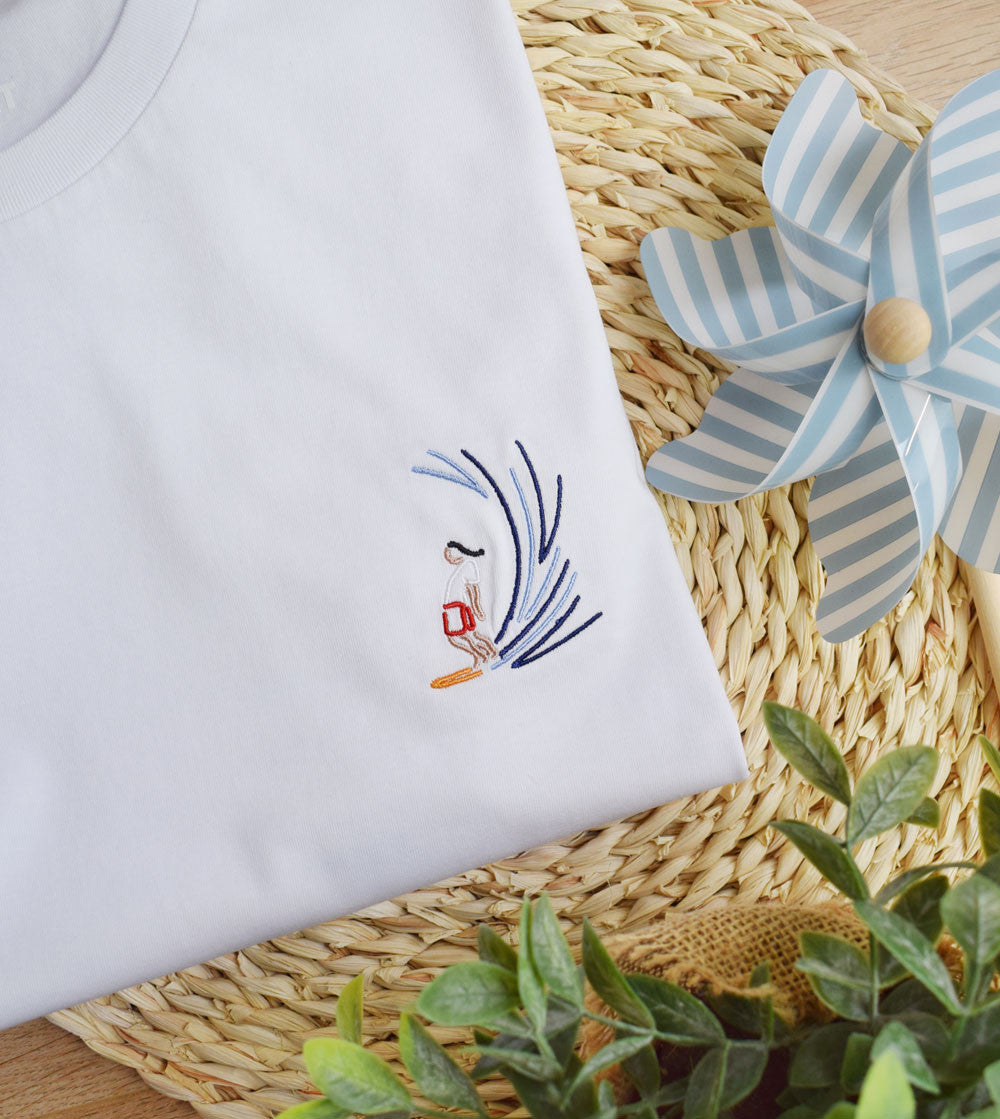 Juste Un T-shirt T-shirts Brodés Surfer t-shirt brodé coton biologique