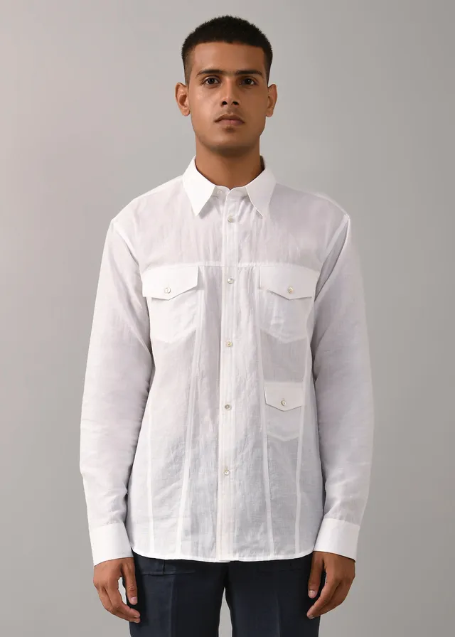 COUNTRYMADE Shirts Classic 3 pocket Shirt chemise blanche S coton lin