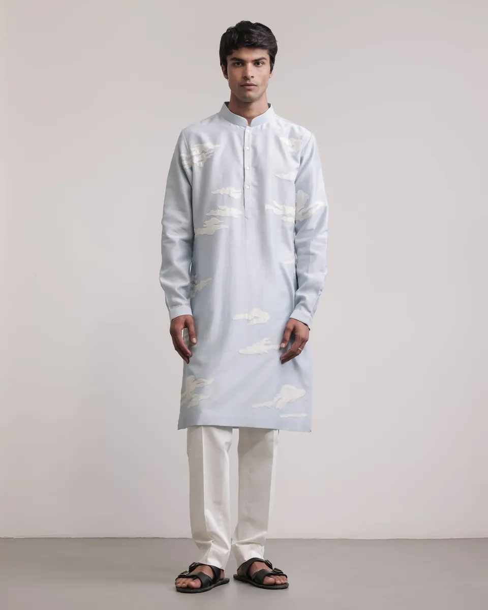 COUNTRYMADE Kurtas Residual Camouflage Applique Kurta Set en soie Chanderi