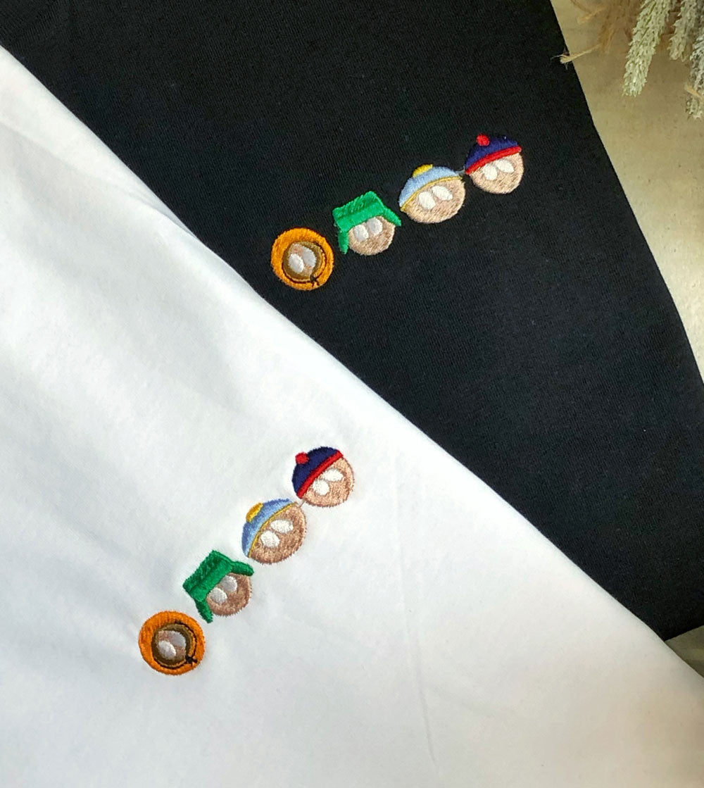 Juste Un T-shirt T-shirts Brodés Cartman T-shirt blanc coton bio
