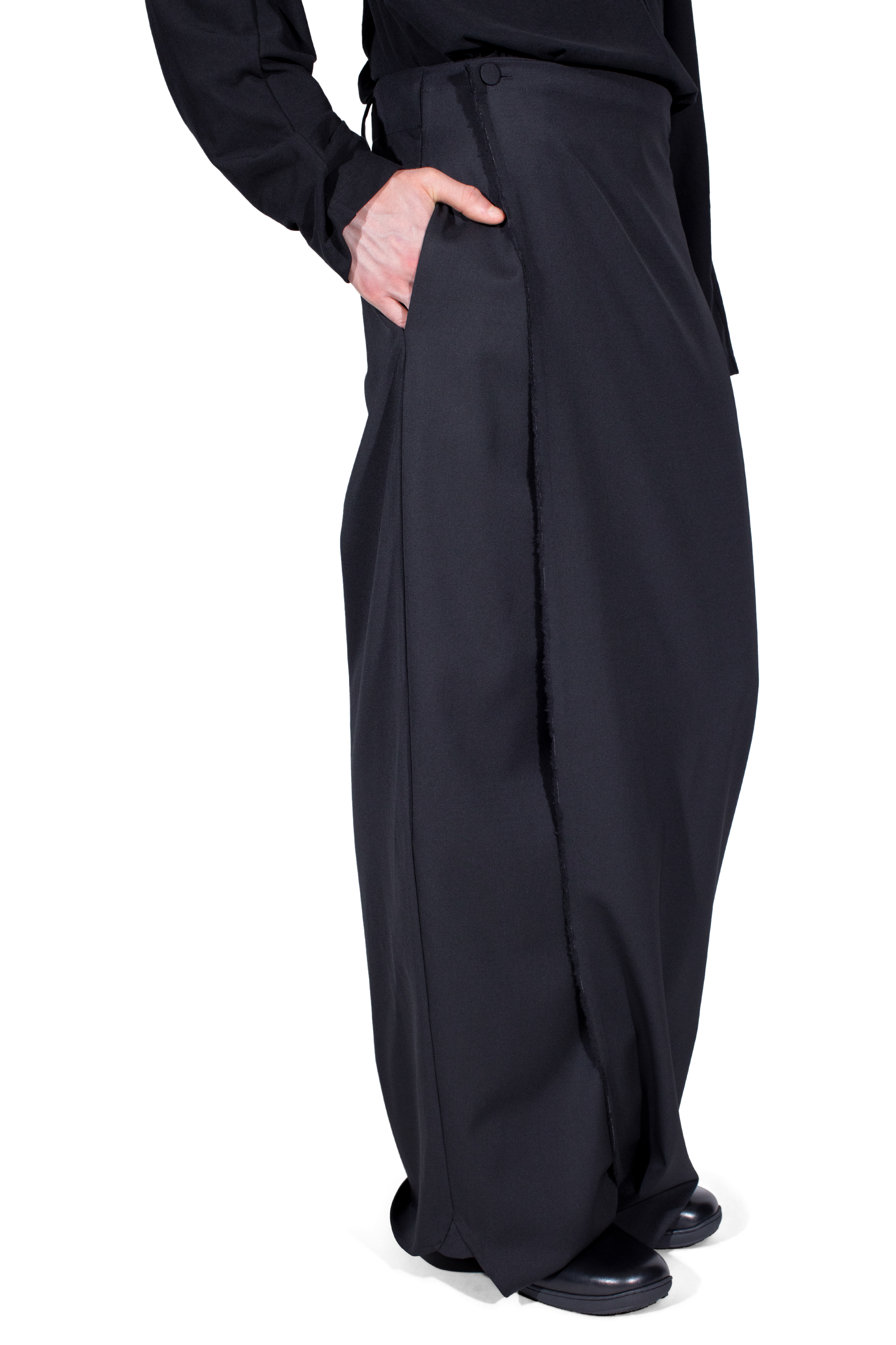 Kiko Kostadinov Bottoms CURSUS Drape Trousers pantalon noir laine