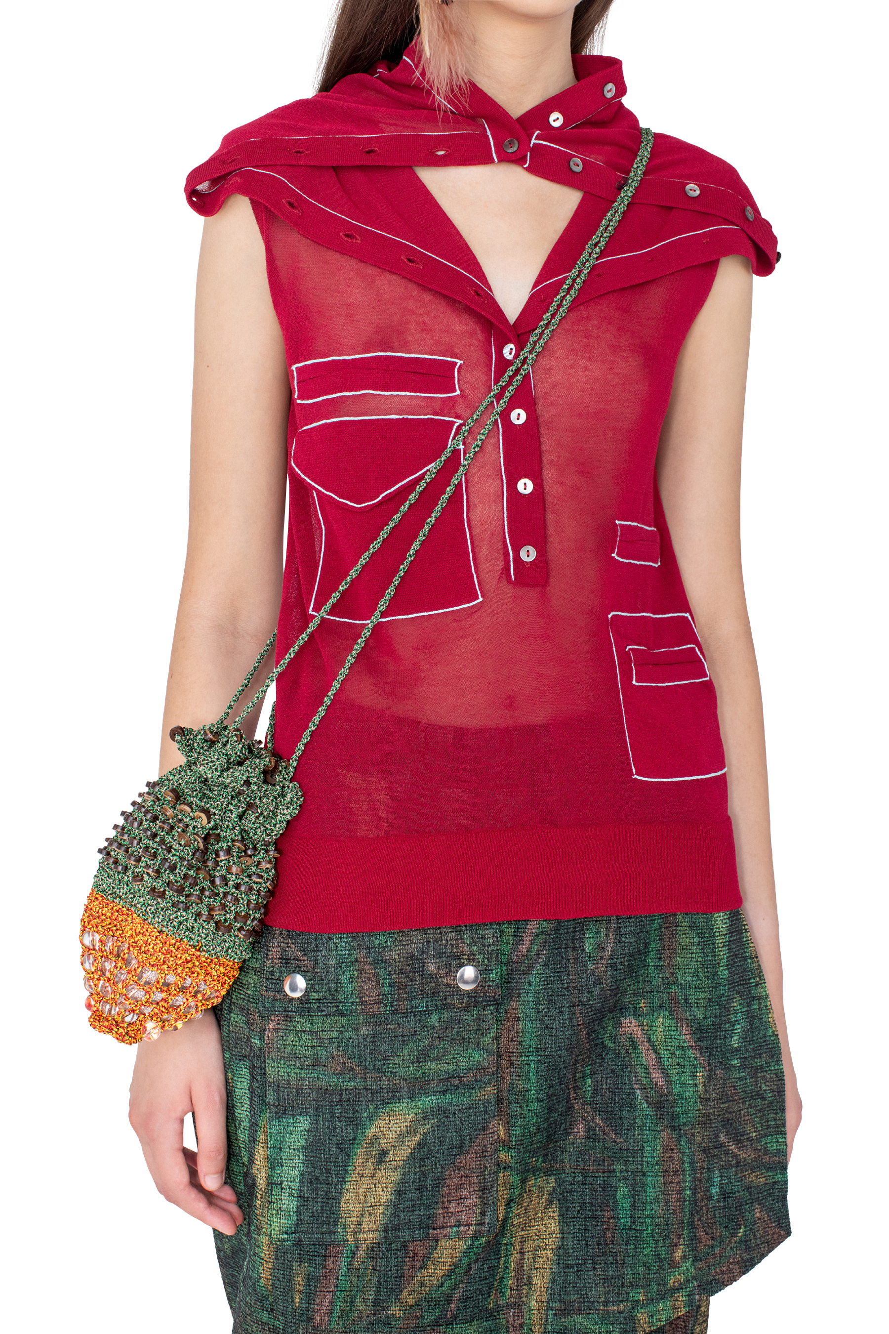 Kiko Kostadinov Bags GANNET Crochet Pouch pochette Camouflage Fireball