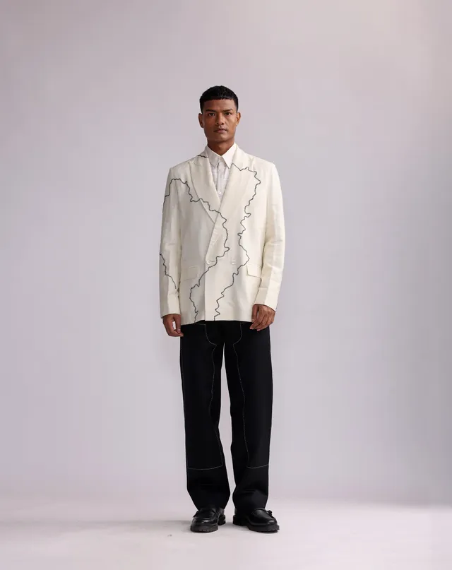 COUNTRYMADE Jackets Harbour Contour Lines Double Breasted Blazer blazer brodé