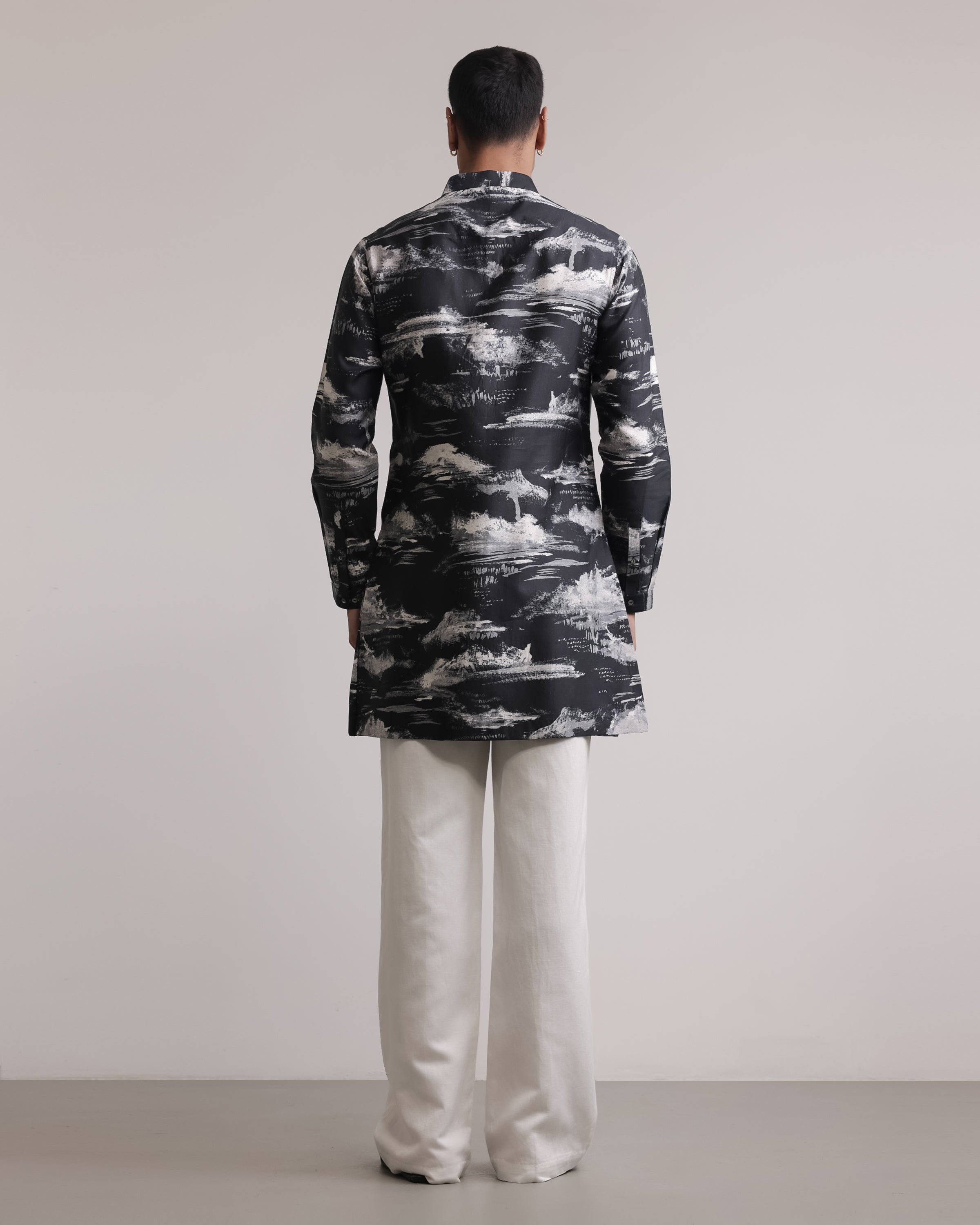 COUNTRYMADE Kurtas Dust Cloud Print Kurta kurta en soie imprimée