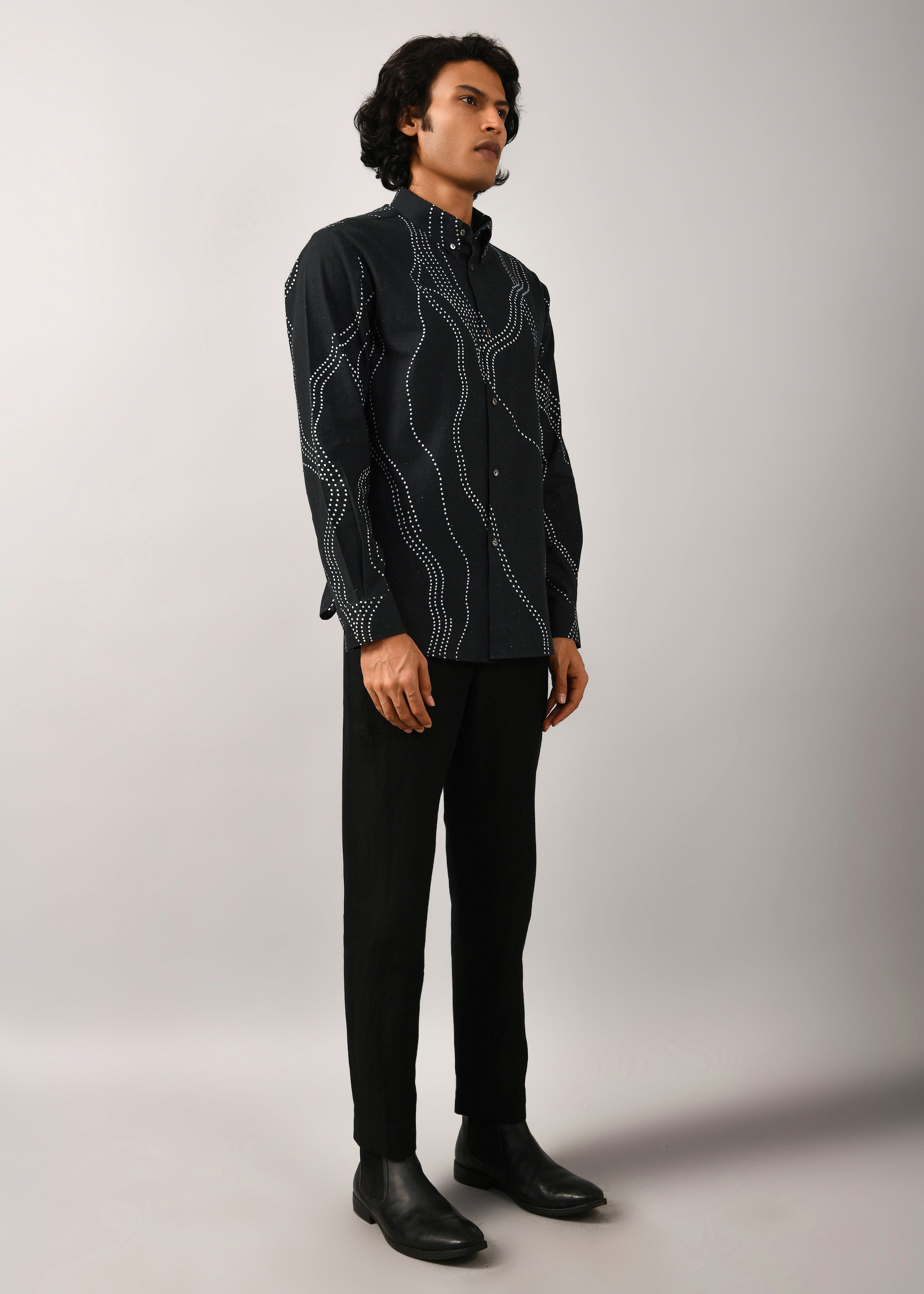 COUNTRYMADE Shirts Constellation Print Shirt chemise noire en coton imprimé