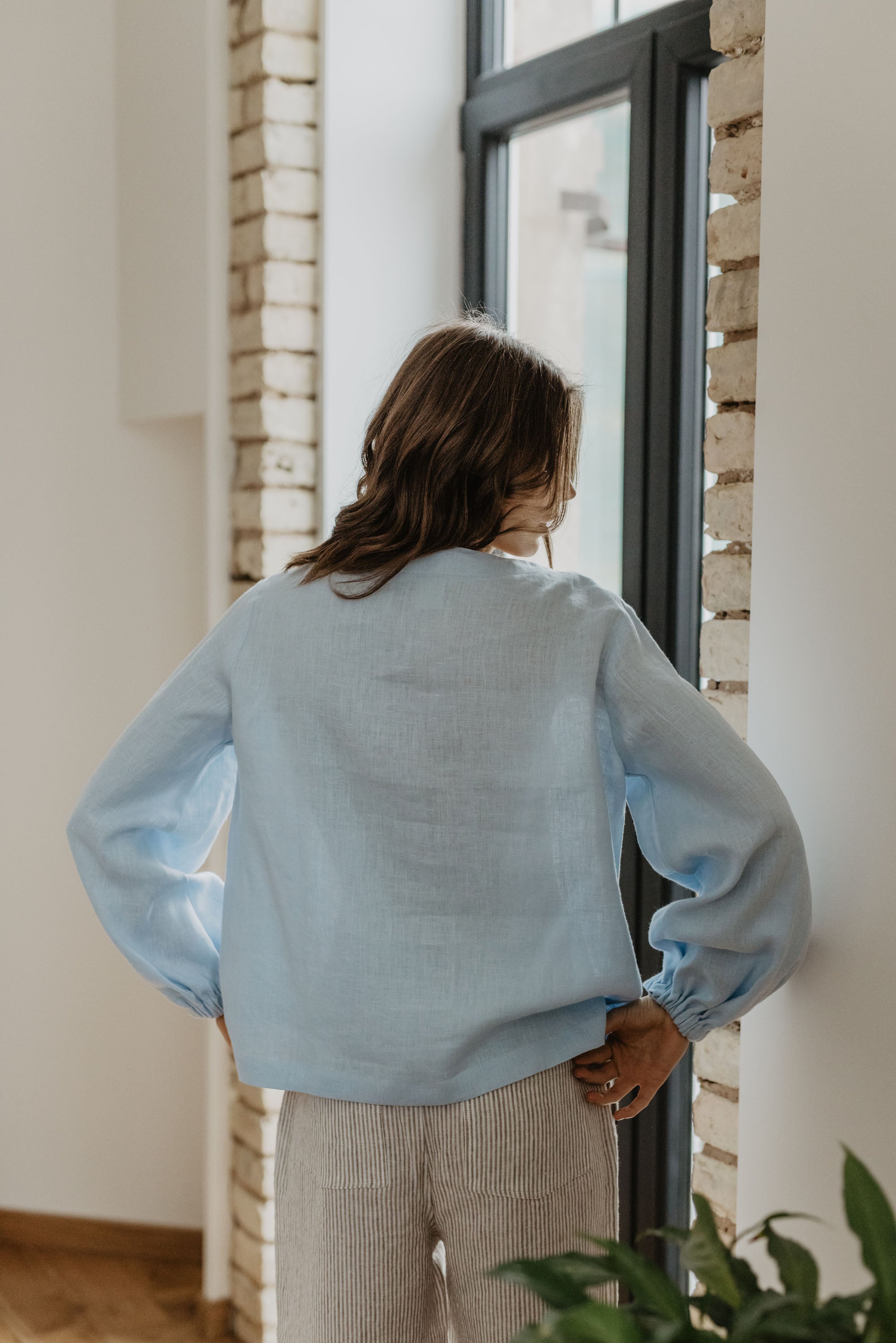 Laumė linen Linen Tops Nida Blouse en lin femme jaune soleil