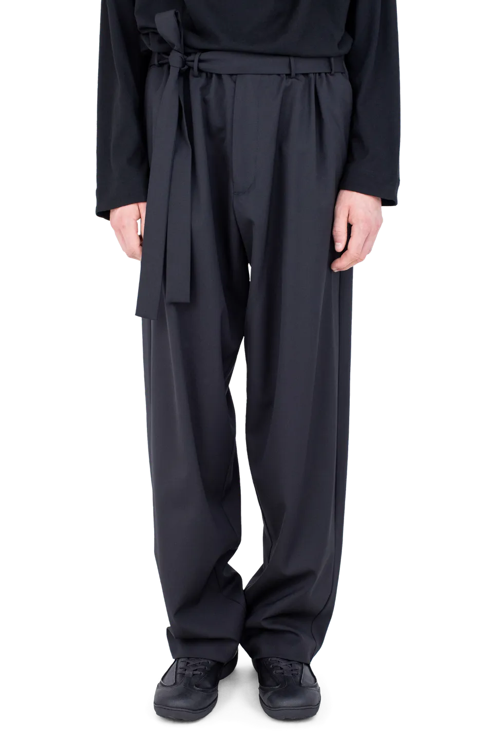 Kiko Kostadinov Bottoms LAAN Gathered Trousers pantalon Crow Black en laine légère