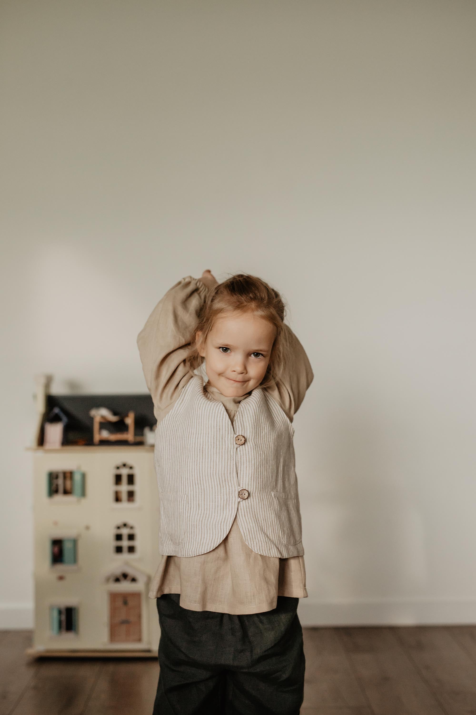 Laumė linen Kids Clothing KAUKAS gilet enfant en lin 100 %