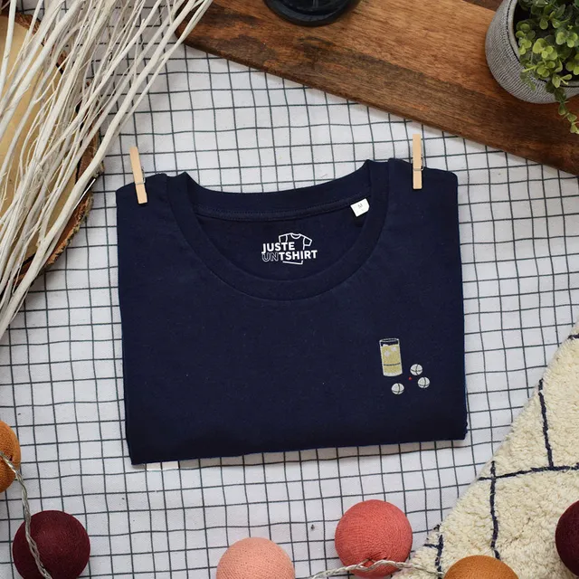 Juste Un T-shirt T-shirts Brodés Pastis Pétanque t-shirt blanc