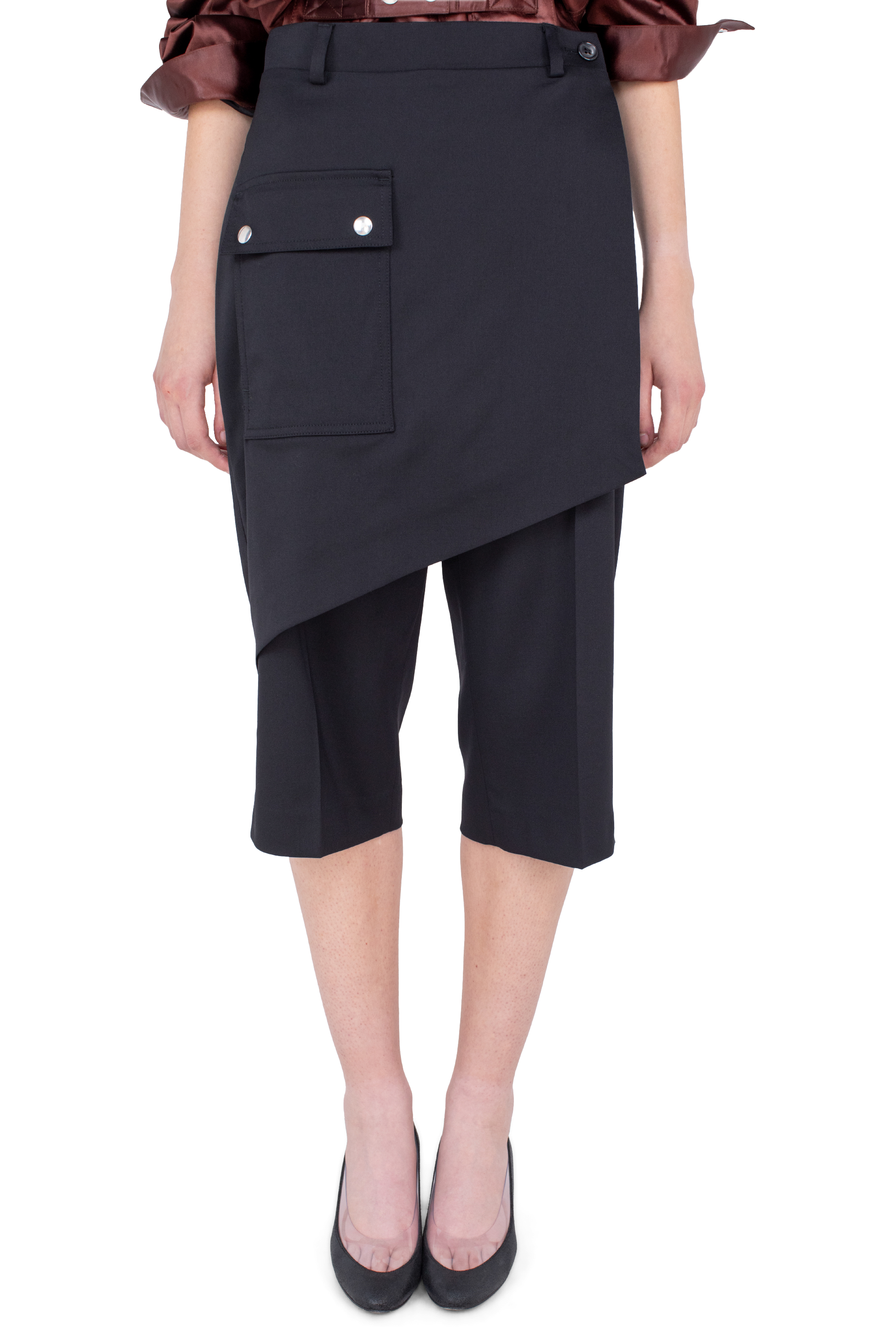 Kiko Kostadinov Bottoms LINNET Wrap Culottes pantalon Crow Black en laine