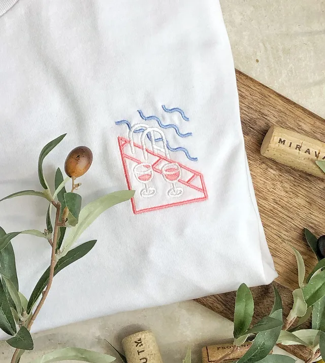 Juste Un T-shirt T-shirts Brodés Rosé Piscine t-shirt coton bio