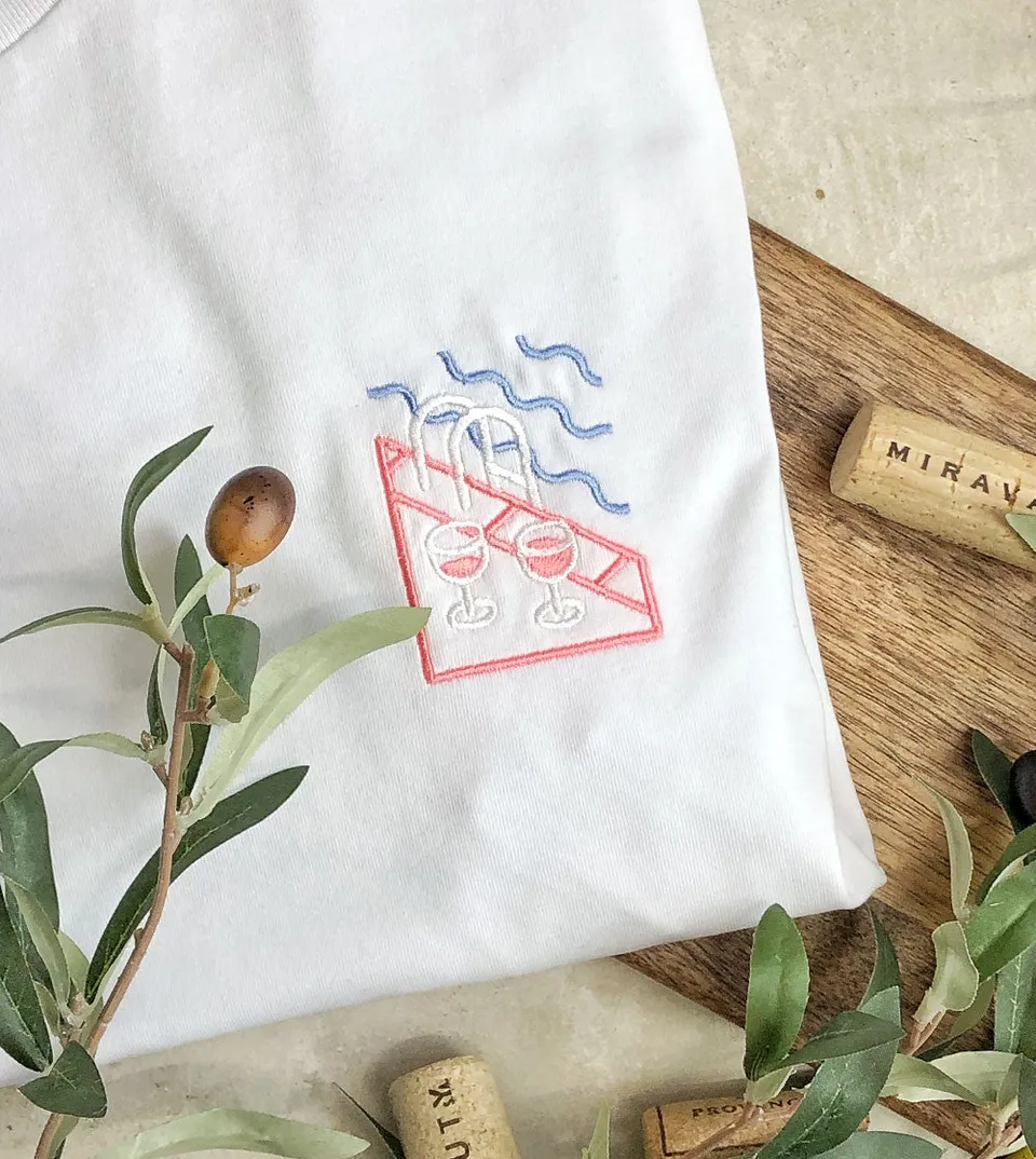 Juste Un T-shirt T-shirts Brodés Rosé Piscine t-shirt coton bio