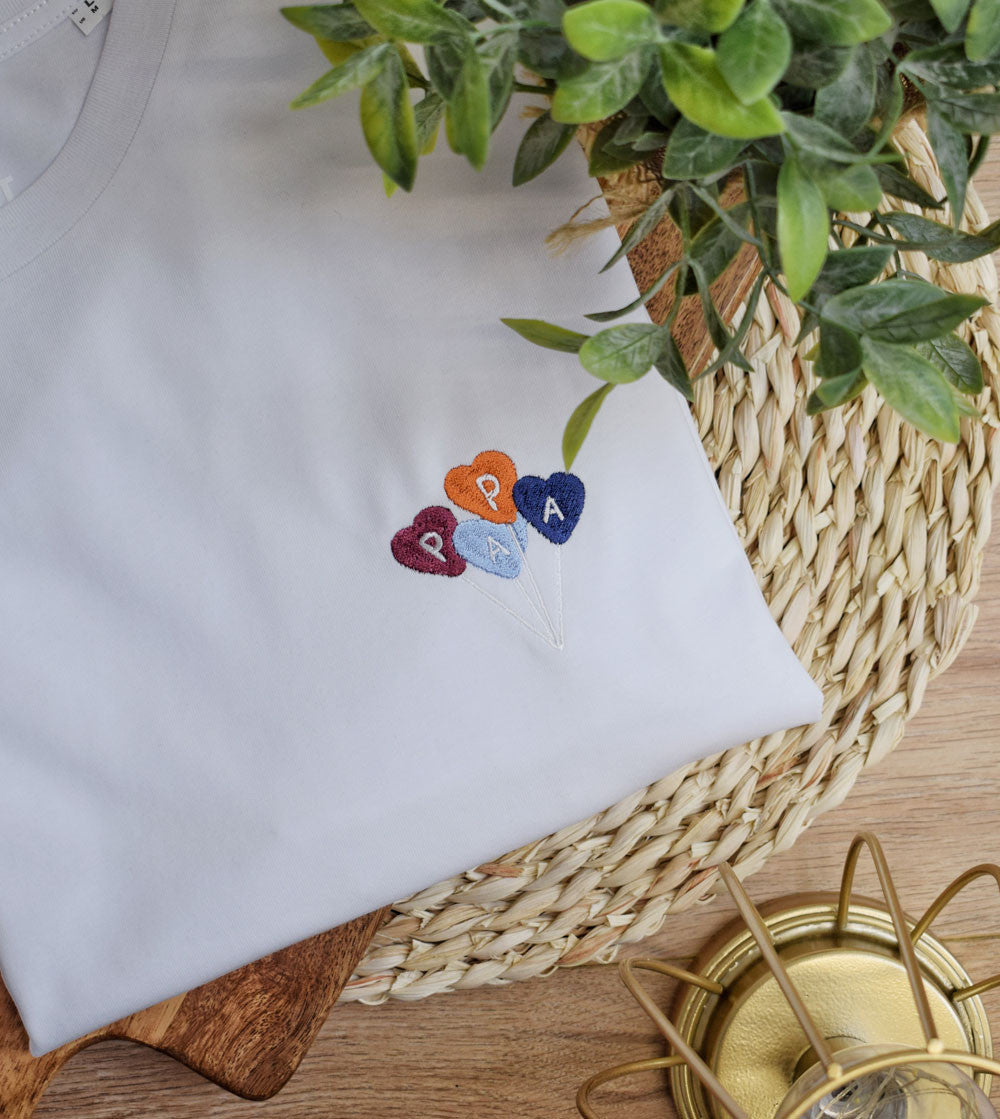 Juste Un T-shirt T-shirts Brodés Papa Ballon T-shirt blanc coton bio
